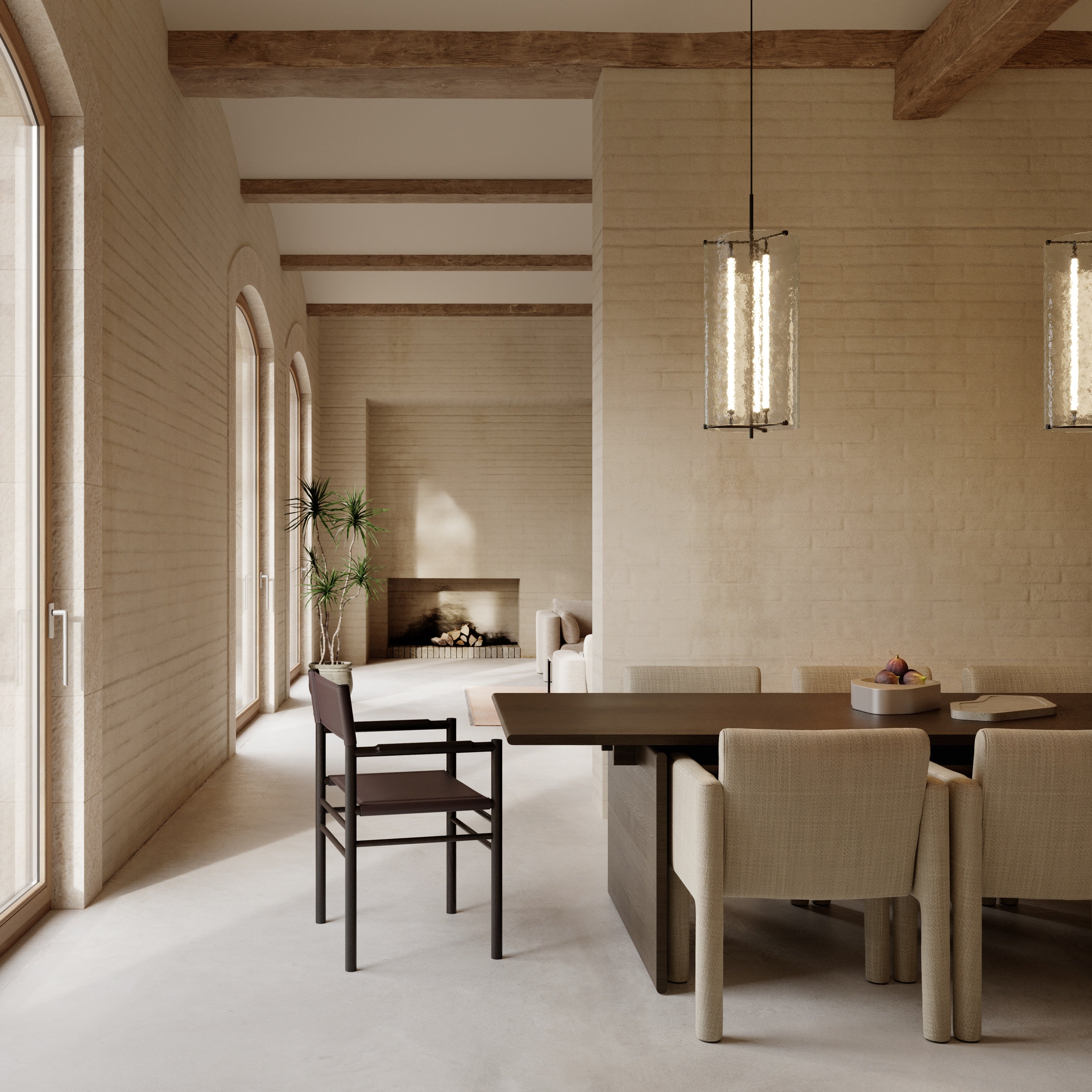 FERRA Armchair with Armrests in Oak and Leather