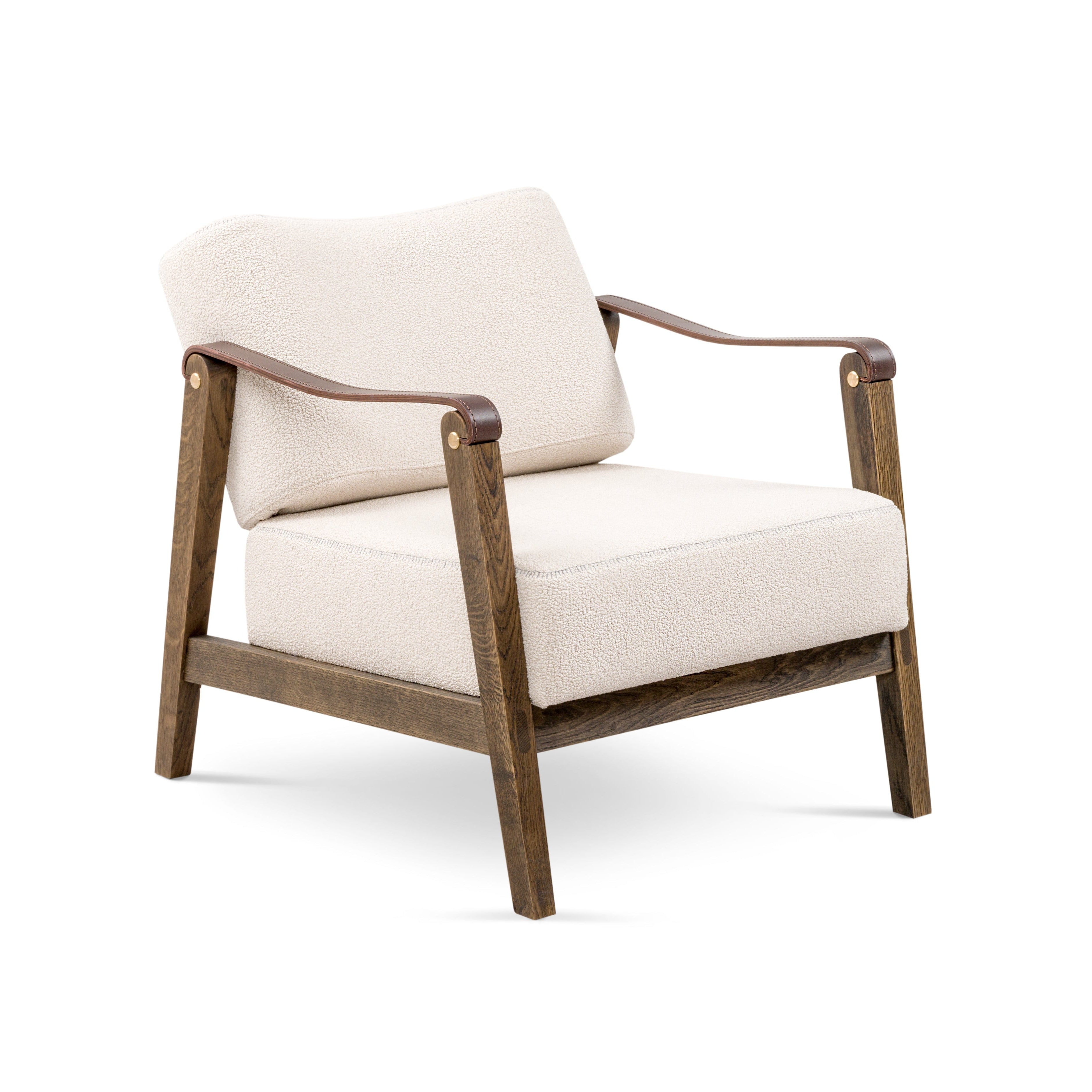 Upholstered armchair PHILIP with wooden base