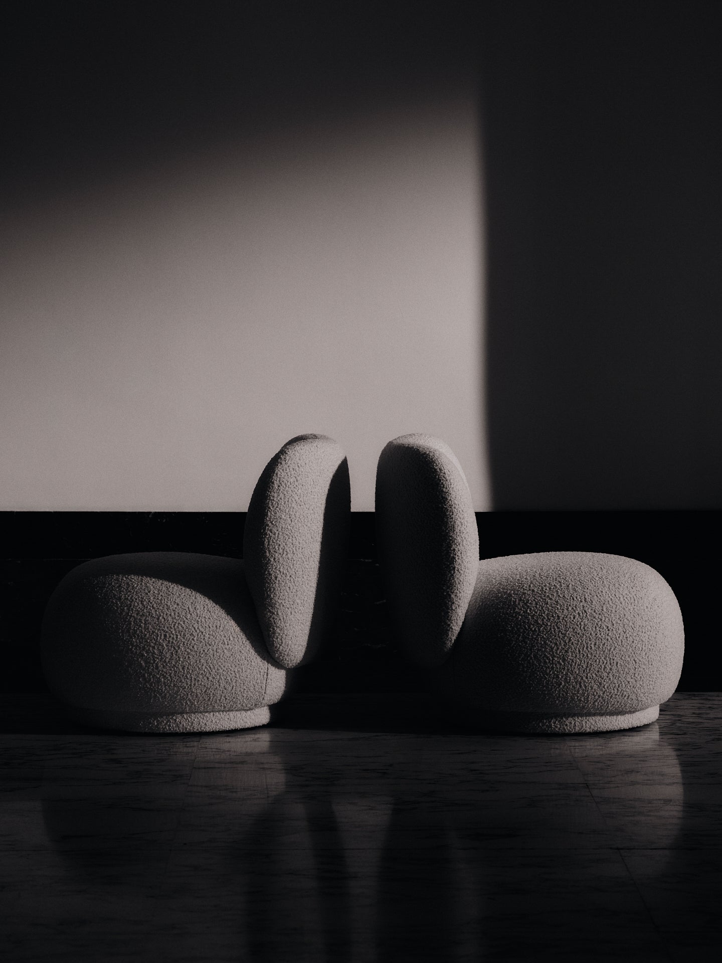 RICO PICCOLO LOUNGE Swivel Armchair Nordic Bouclé Broken White