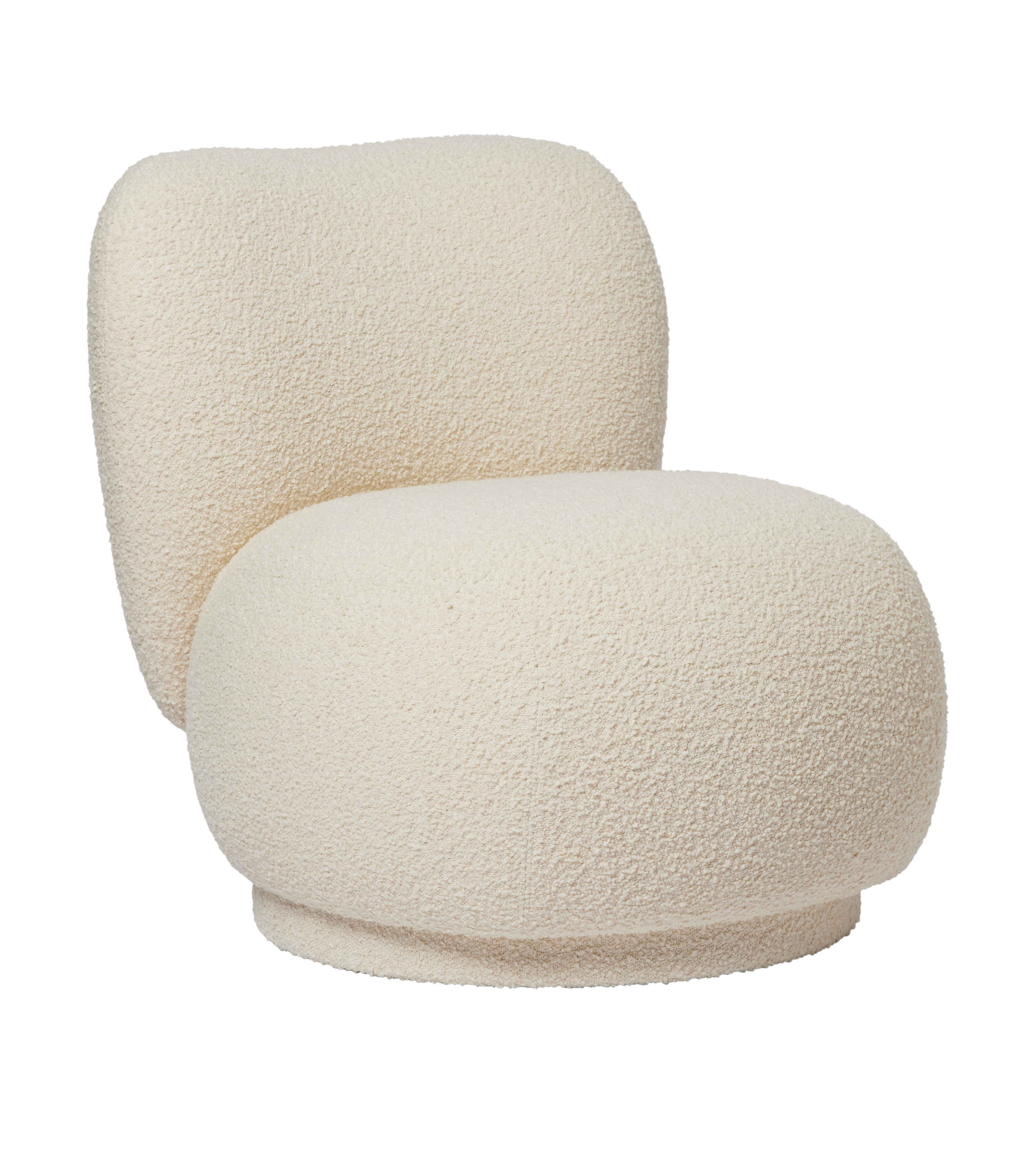 RICO PICCOLO LOUNGE Swivel Armchair Nordic Bouclé Broken White