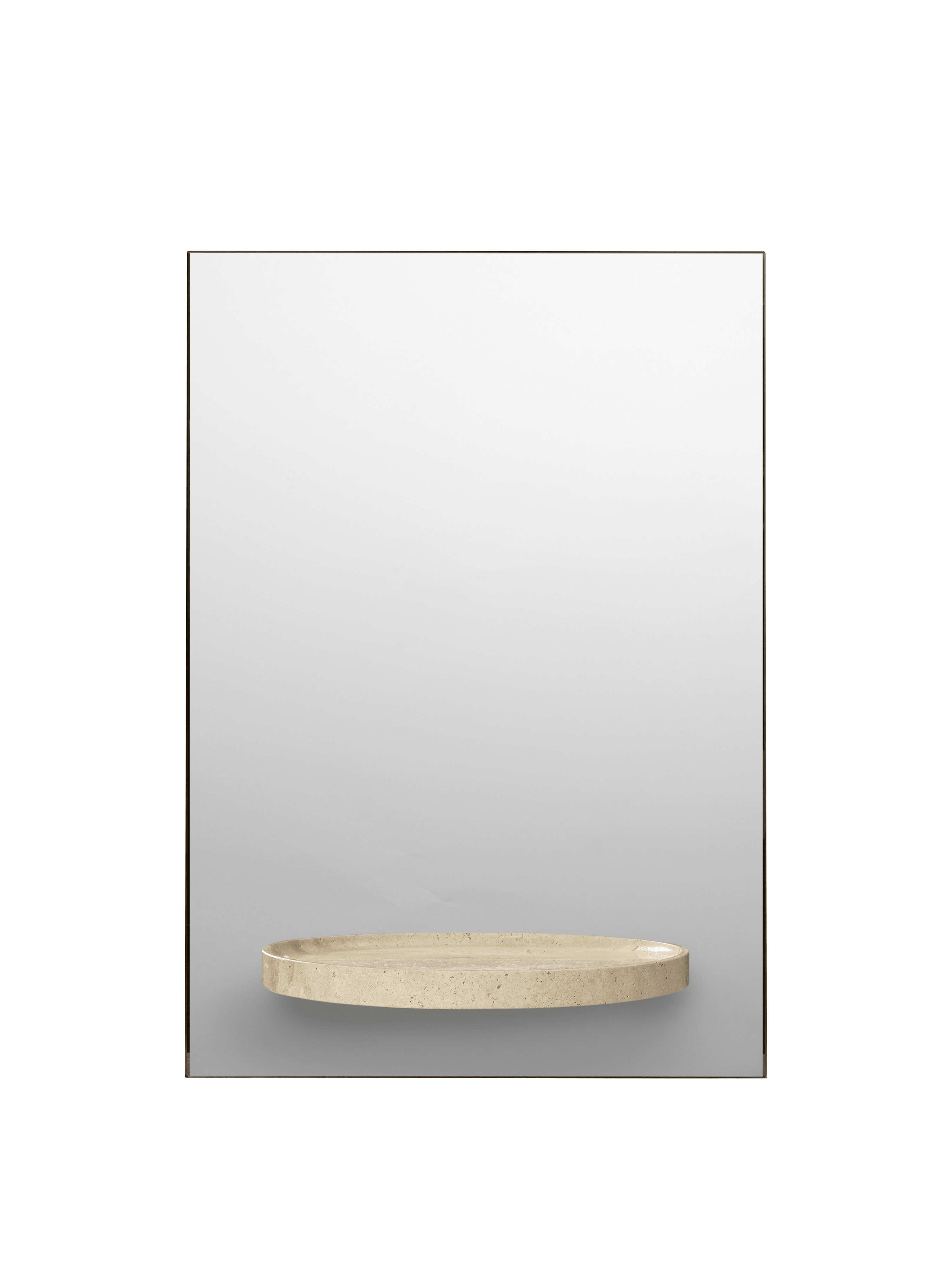 SYMMETRY mirror with shelf travertine