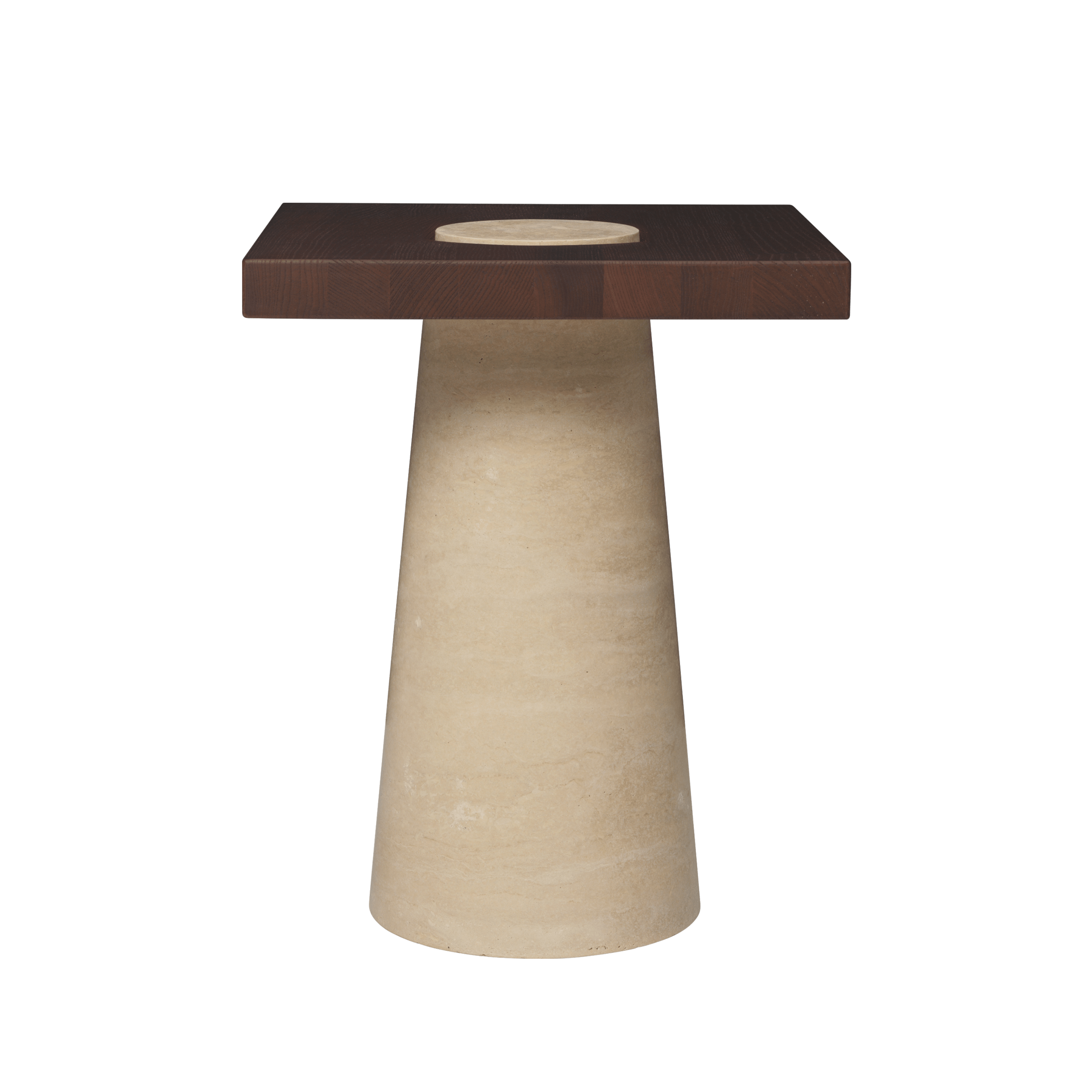GROVA Side Table with Ash Top and Travertine