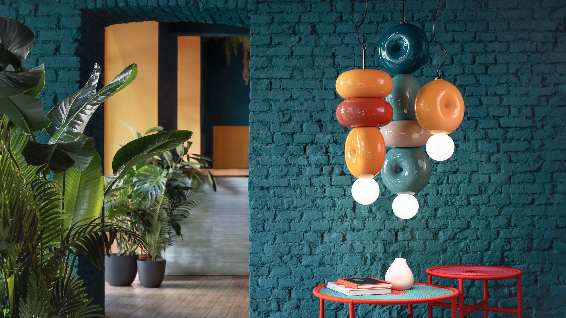 Závesná keramická lampa BUMBUM tyrkysová