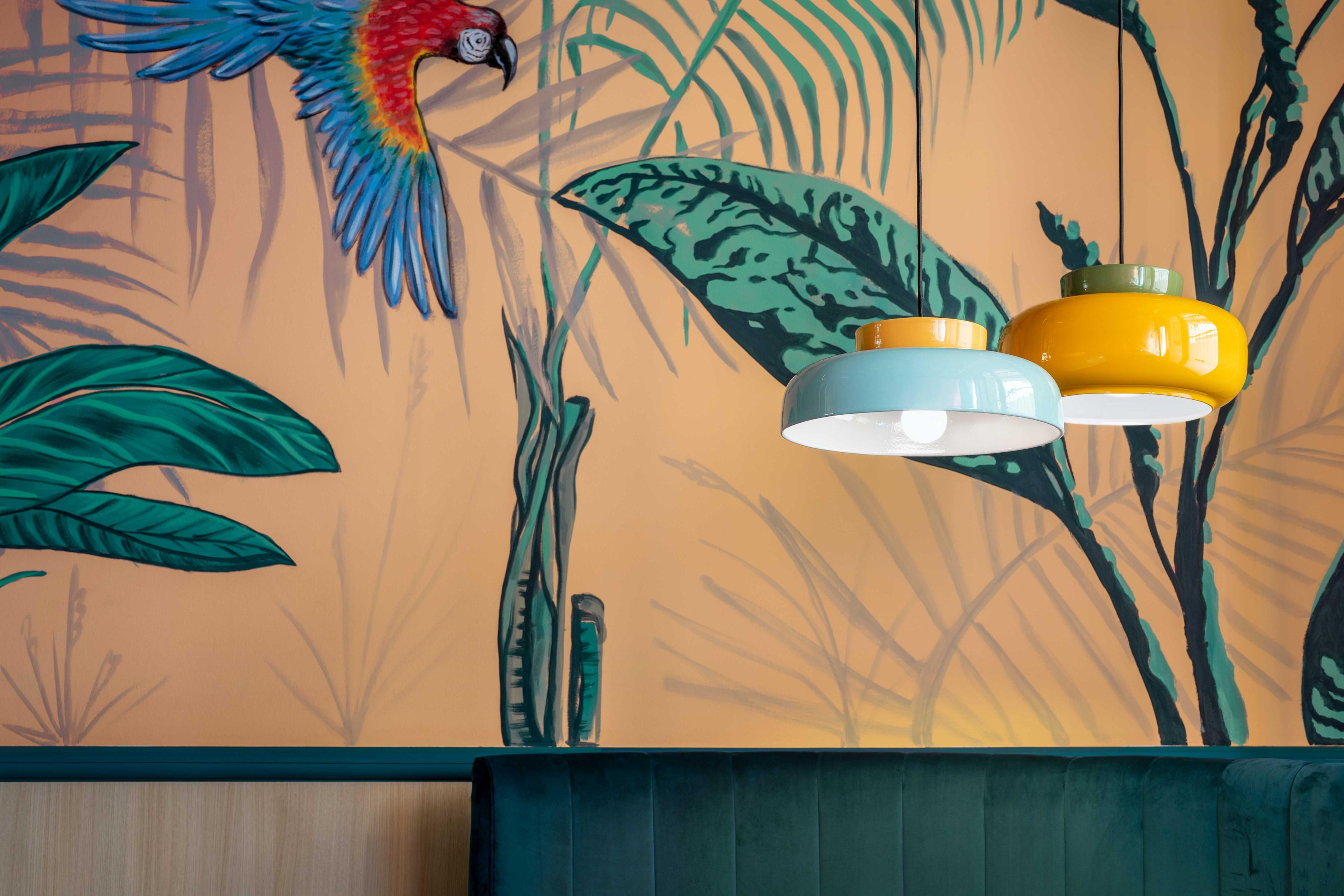 MARACANÀ yellow ceramic pendant lamp with sage