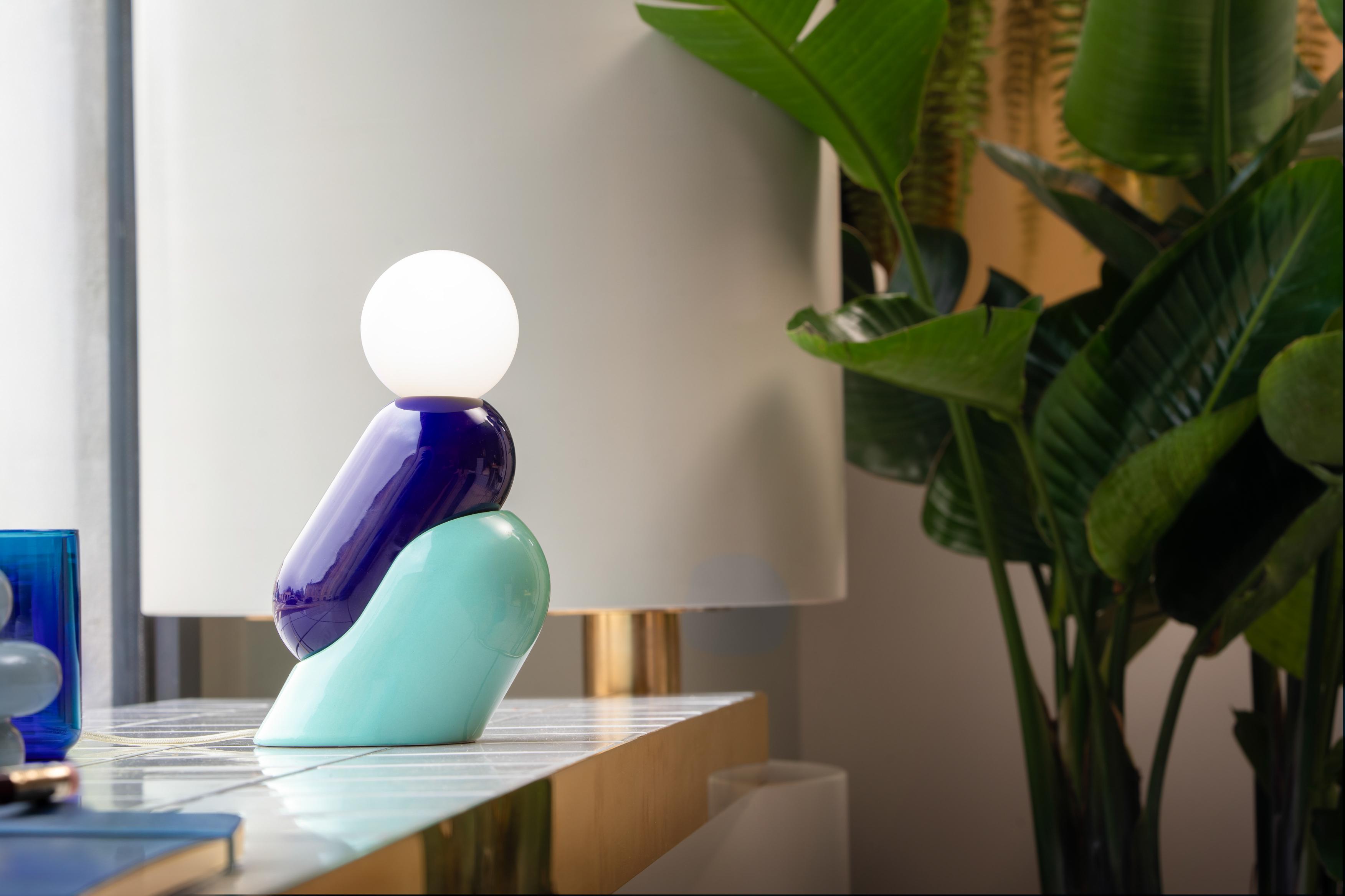 Keramická stolná lampa TATA kobaltová s modrou