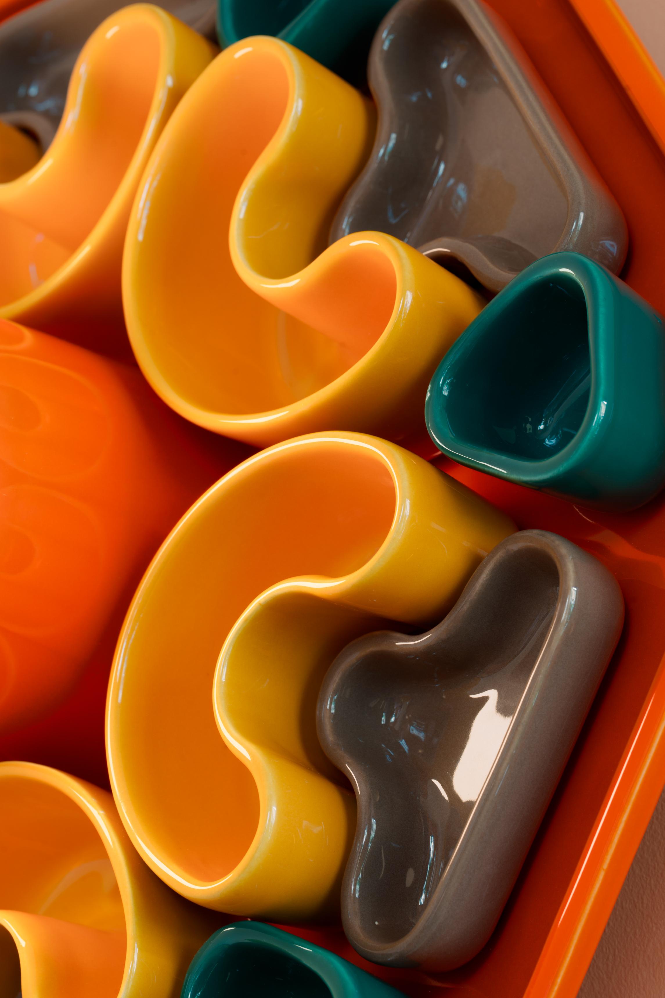 Kinkiet keramický PHYTIA oranžový so žltou, hnedou a zelenou