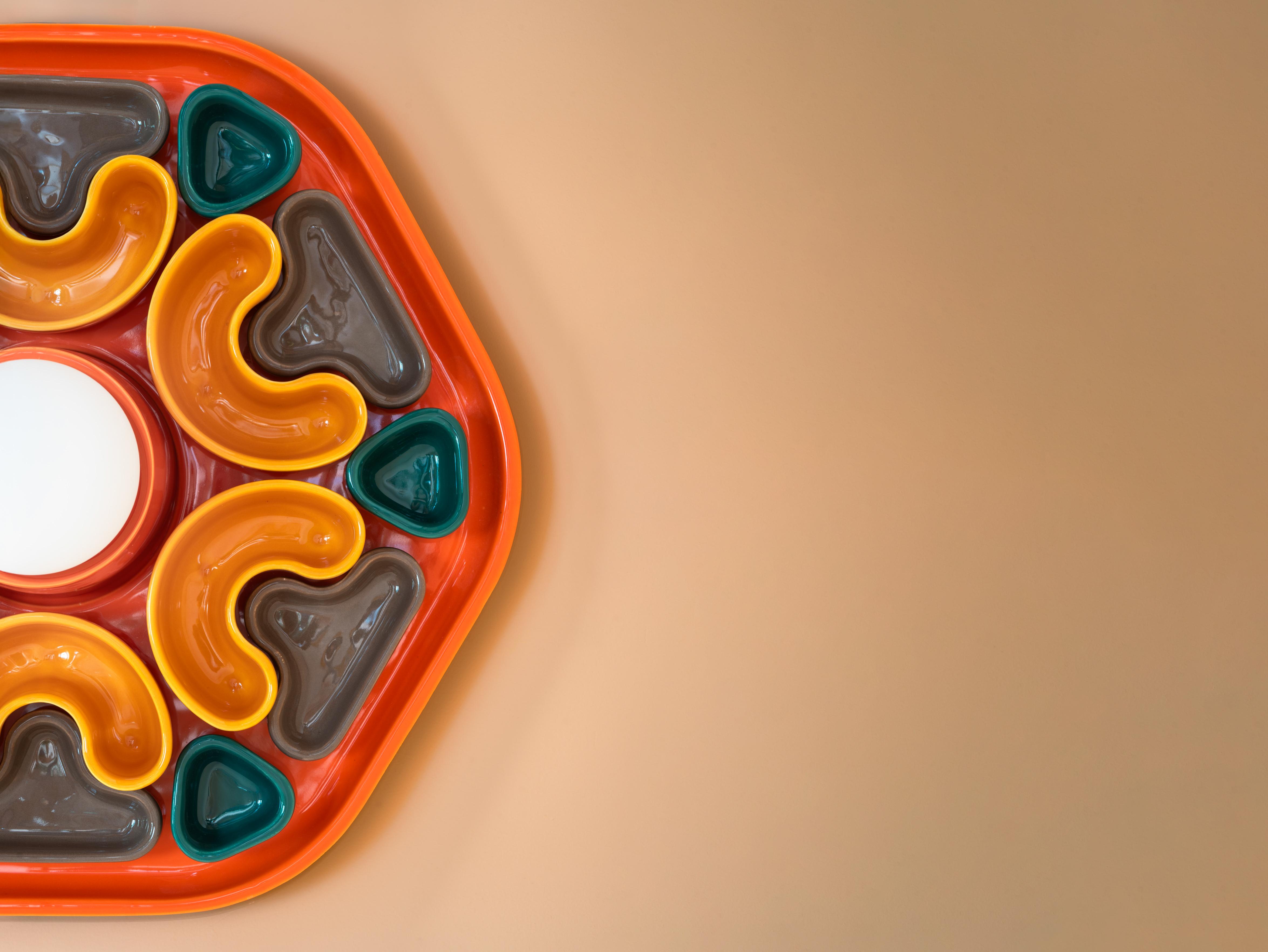 Kinkiet keramický PHYTIA oranžový so žltou, hnedou a zelenou