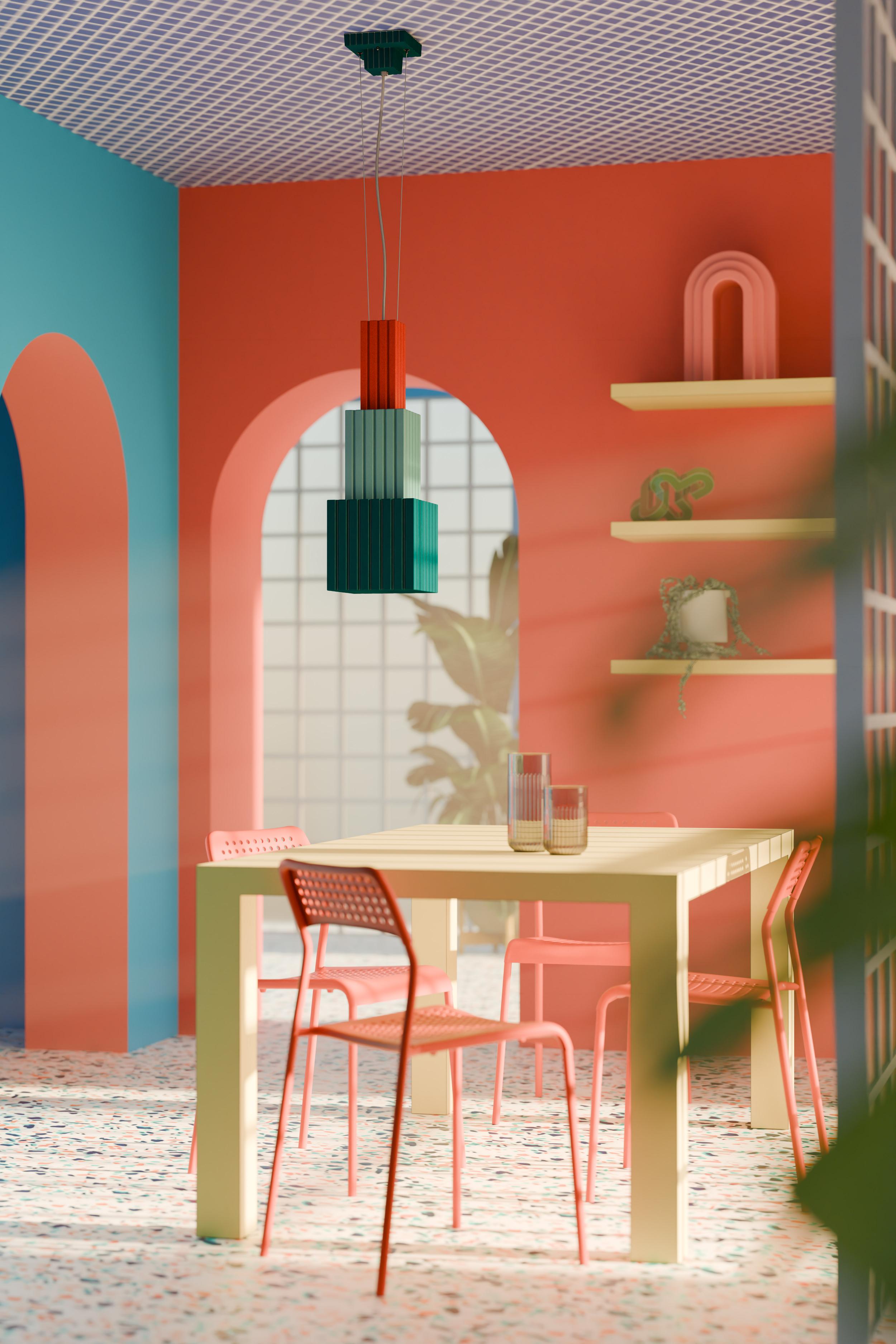 Závesná keramická lampa METRA béžová so šalviovou zelenou a krémovou