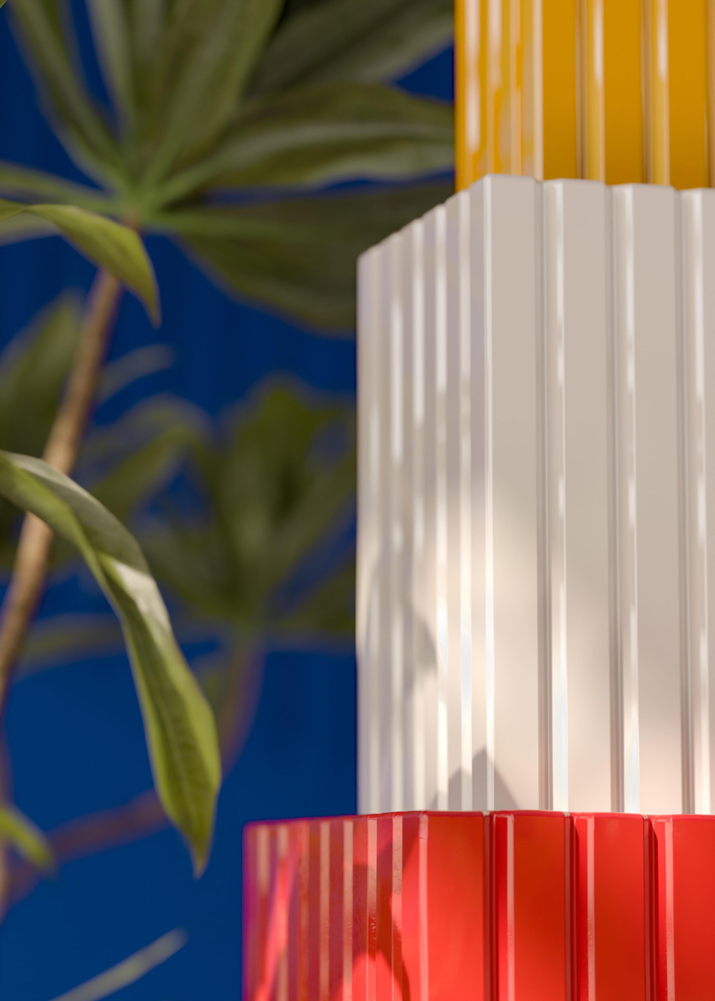 Závesná keramická lampa METRA oranžová s krémovou a žltou