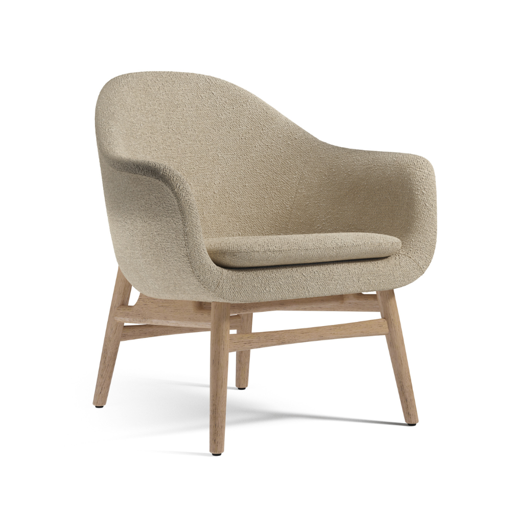 HARBOUR beige armchair with oak base