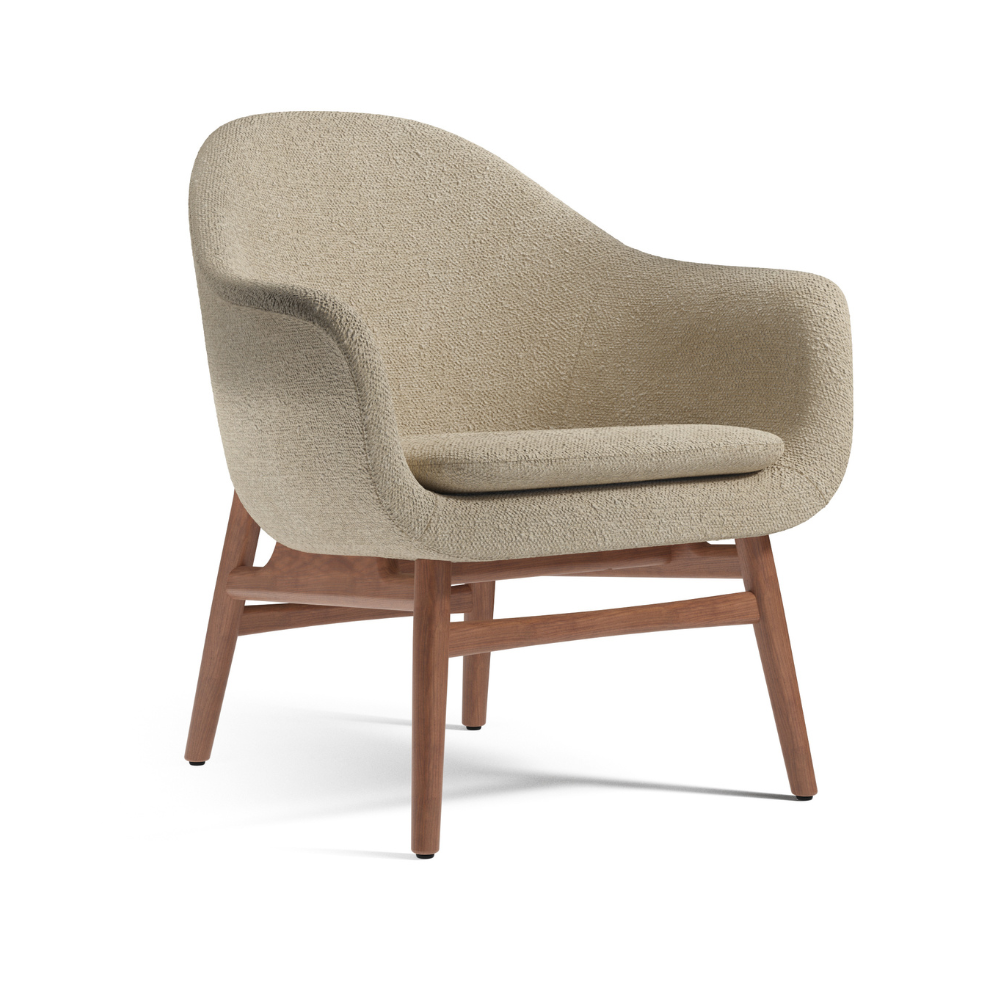 HARBOUR beige armchair with walnut base