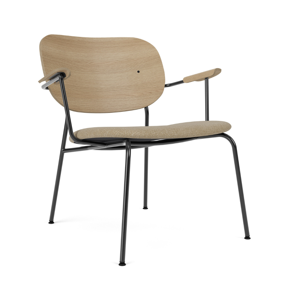 Armchair CO light beige with oak backrest