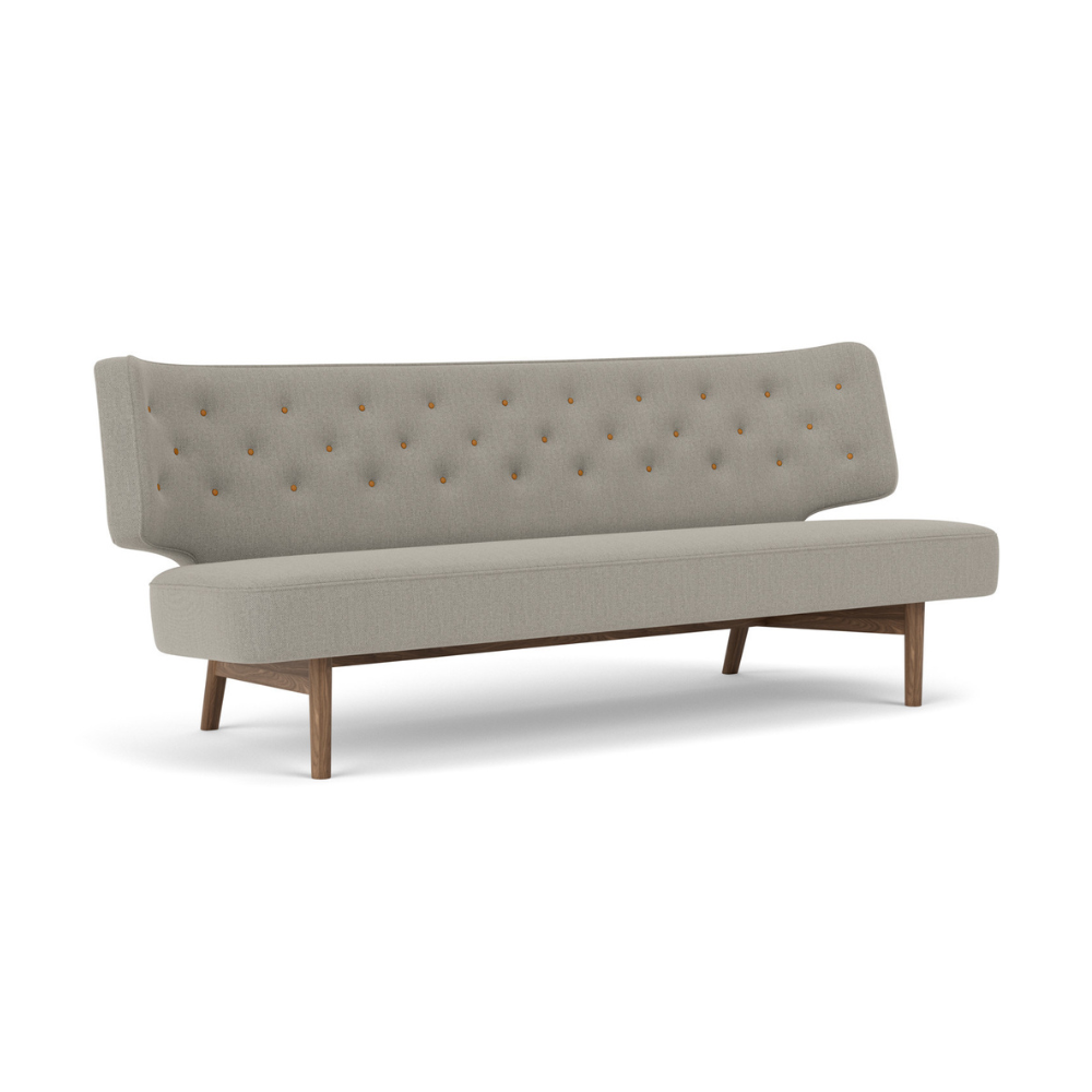 2-seater Sofa RADIOHUS gray with walnut base