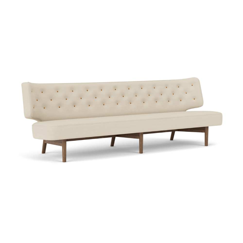 3-seater Sofa RADIOHUS beige with walnut base
