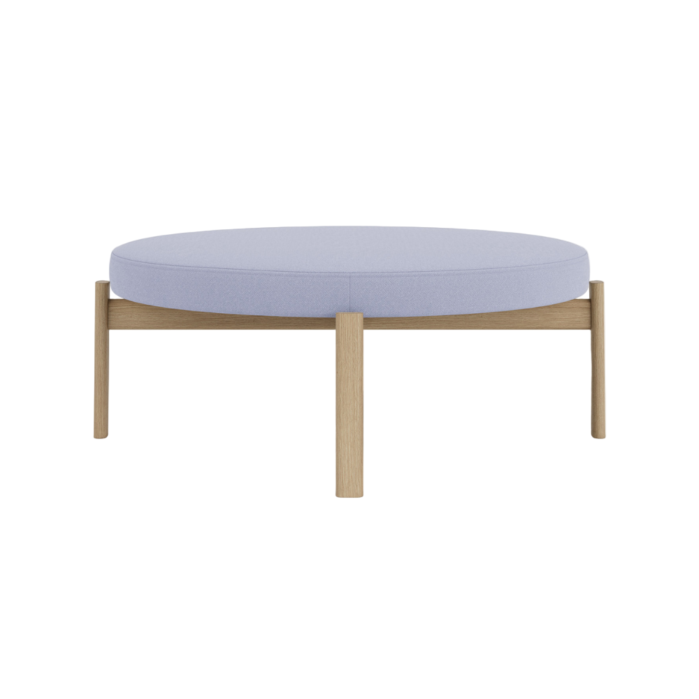 PASSAGE blue pouf with oak base