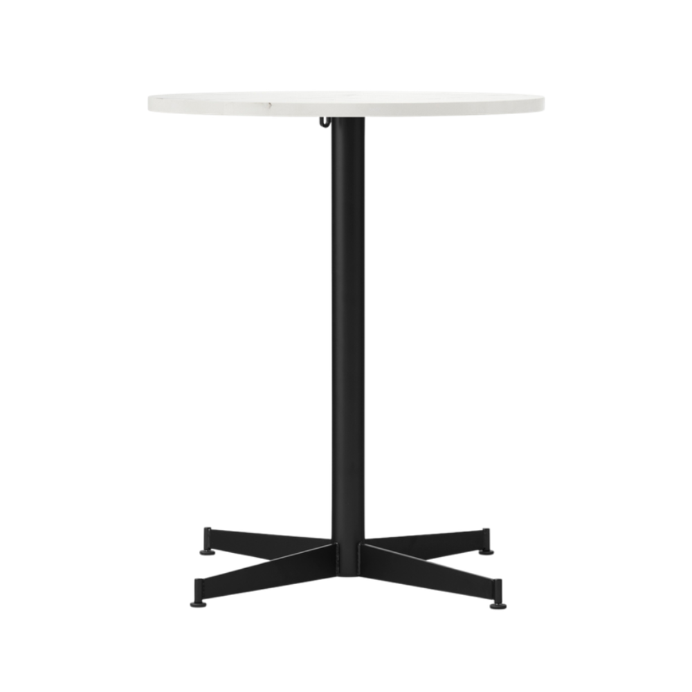 NOOK round café table white marble with black base