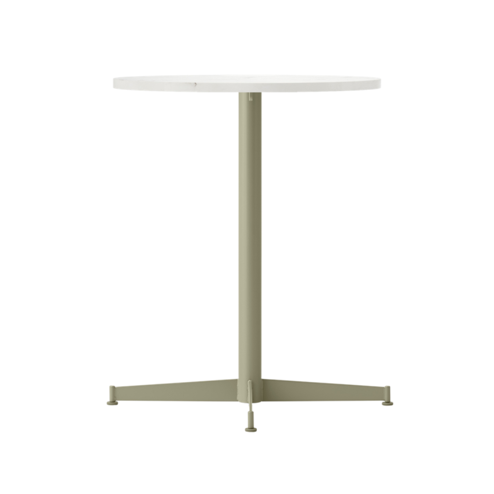 NOOK round café table white marble with olive base