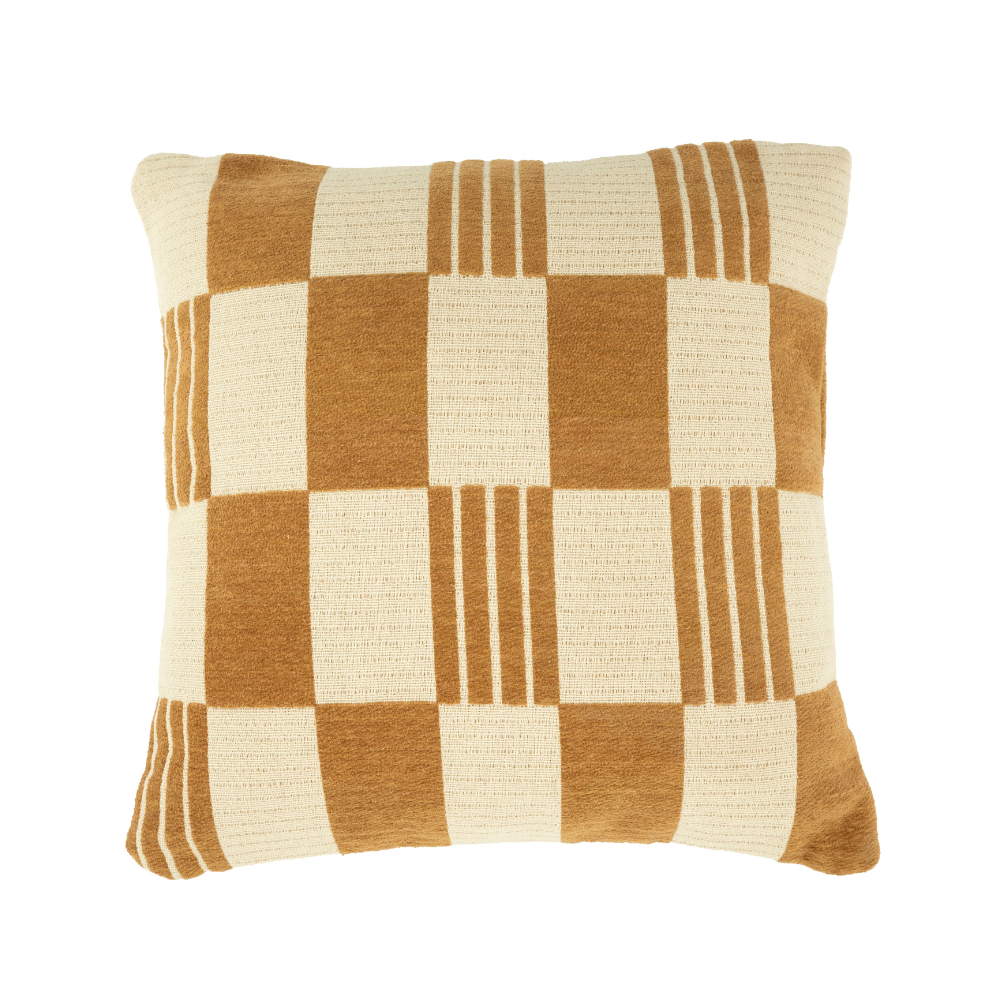 TWIST cushion mustard with beige
