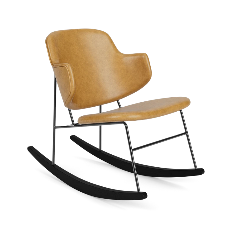 PENGUIN rocking chair in cognac leather