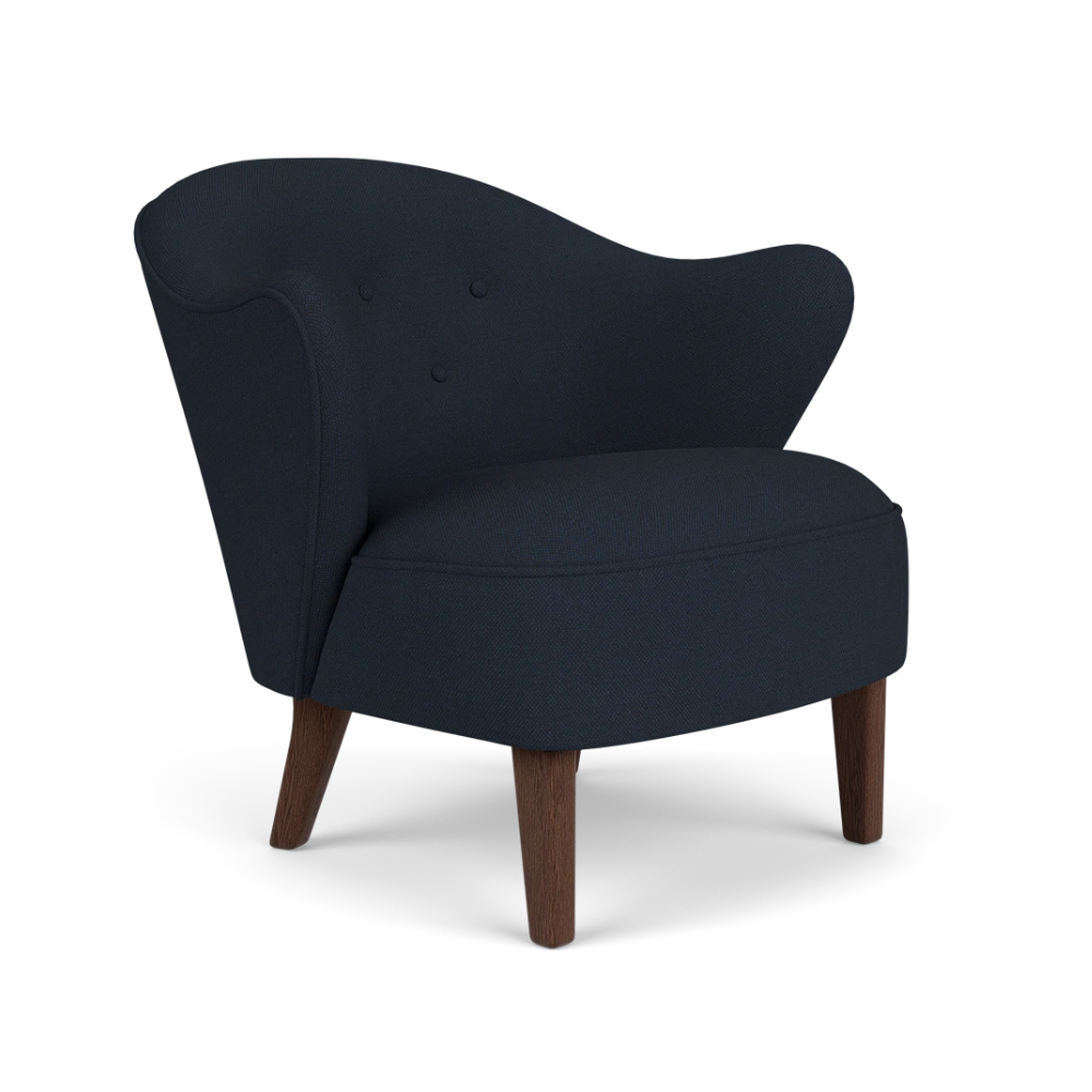Fotel INGEBORG granátový s tmavým dubovým podstavcom