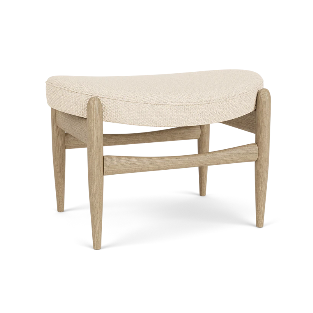 Podnožník ELIZABETH krémový s dubovou základňou