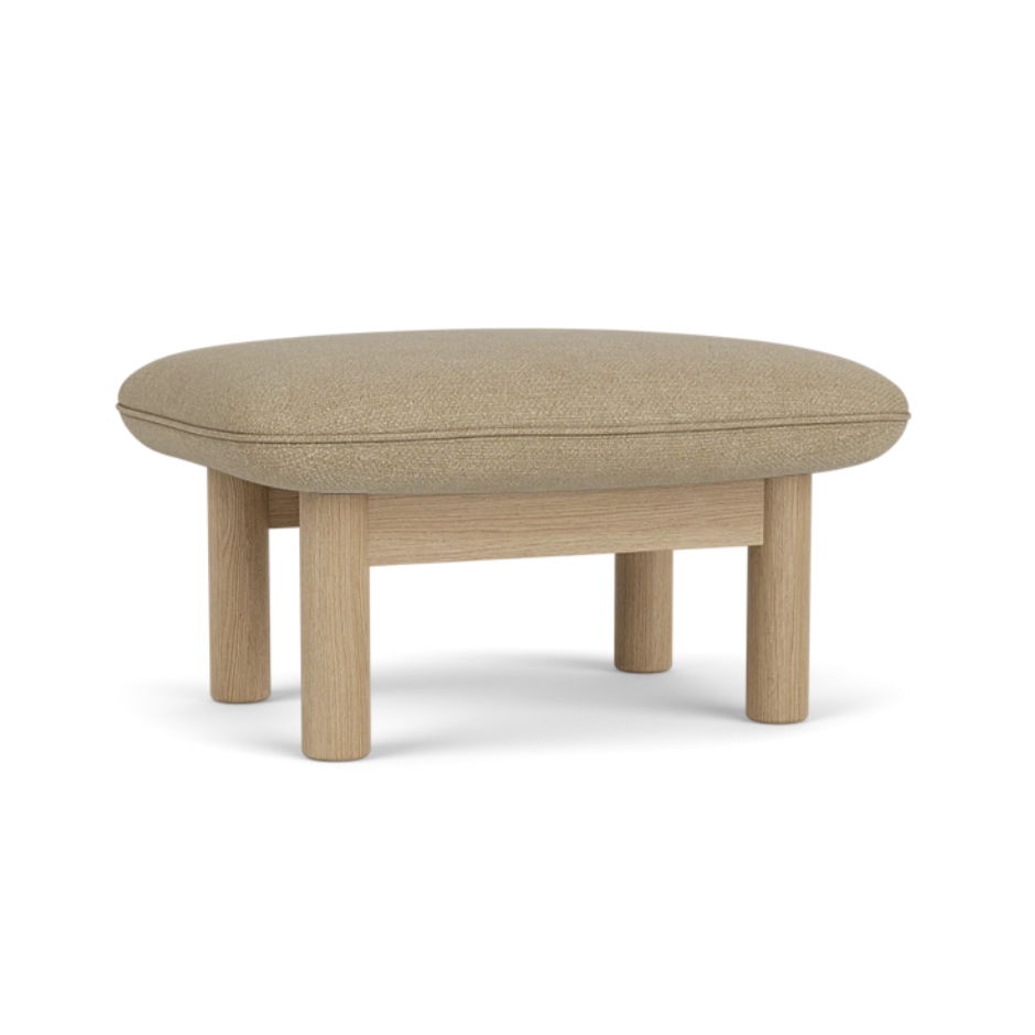 BRASILIA Beige Footrest with Oak Base