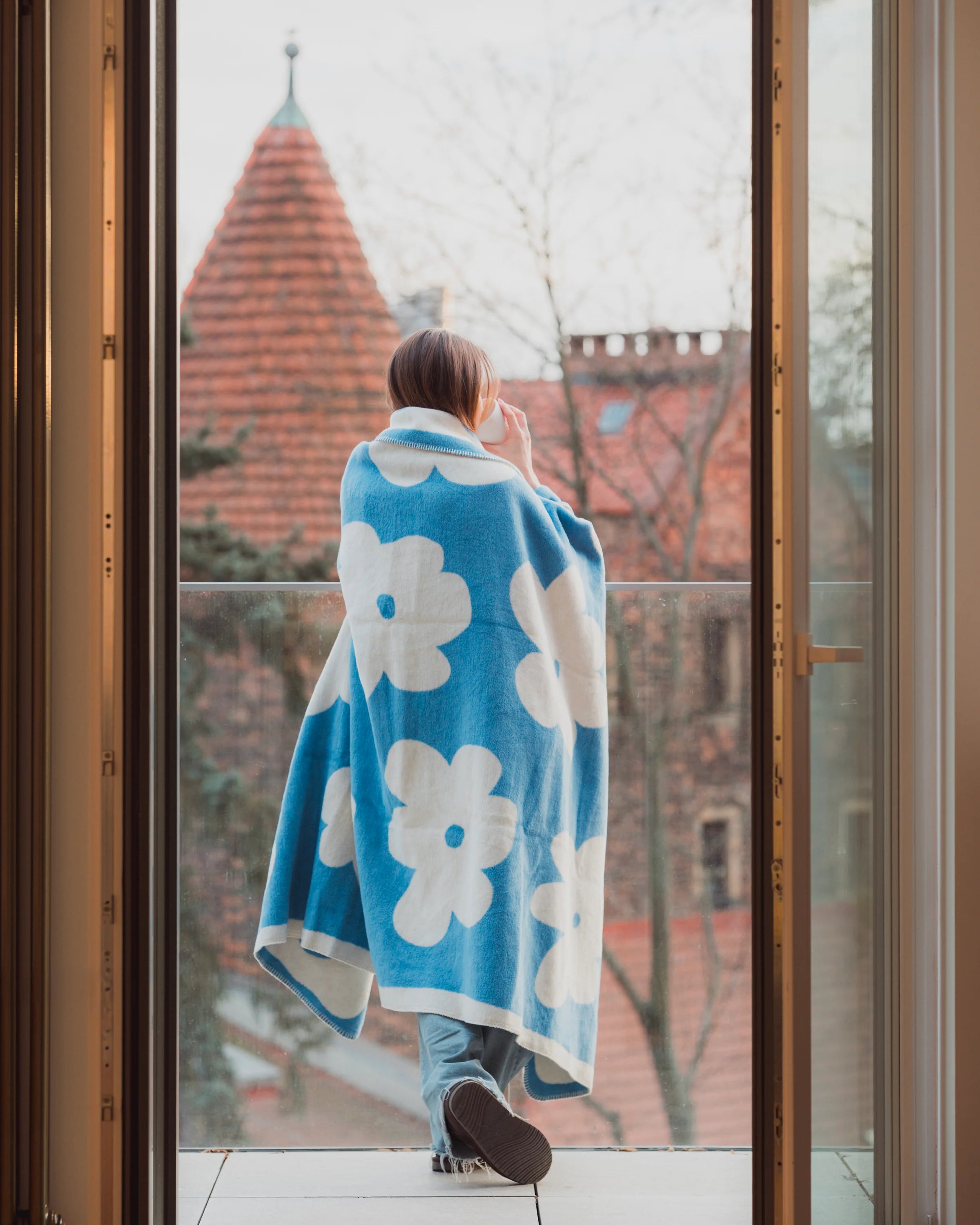 Koc FLO modrá obloha a ecru