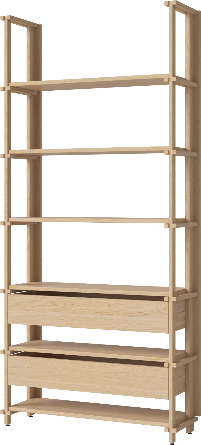 Regál so zásuvkami FRIEDMAN bielené dubové drevo