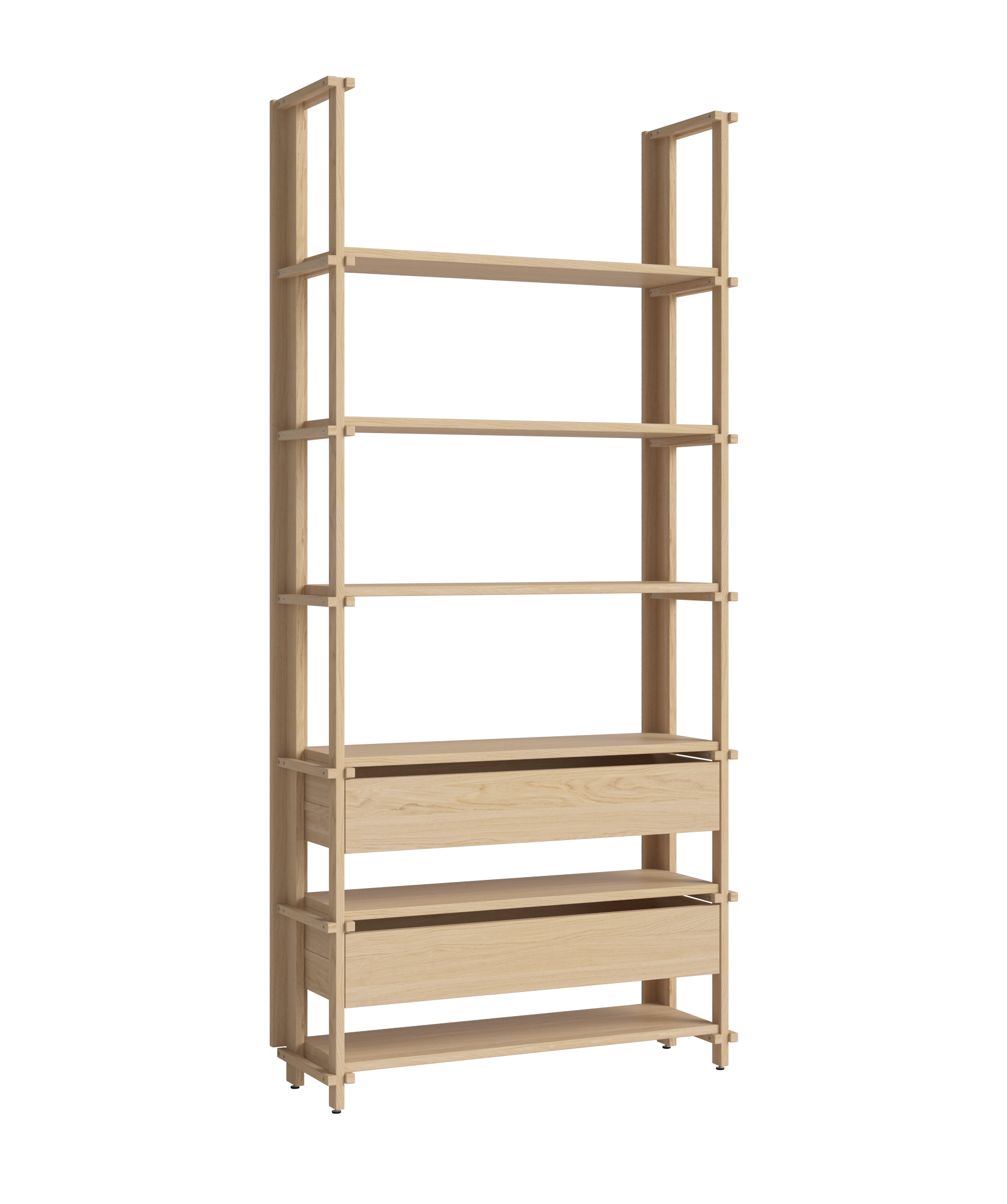 Regál so zásuvkami FRIEDMAN bielené dubové drevo