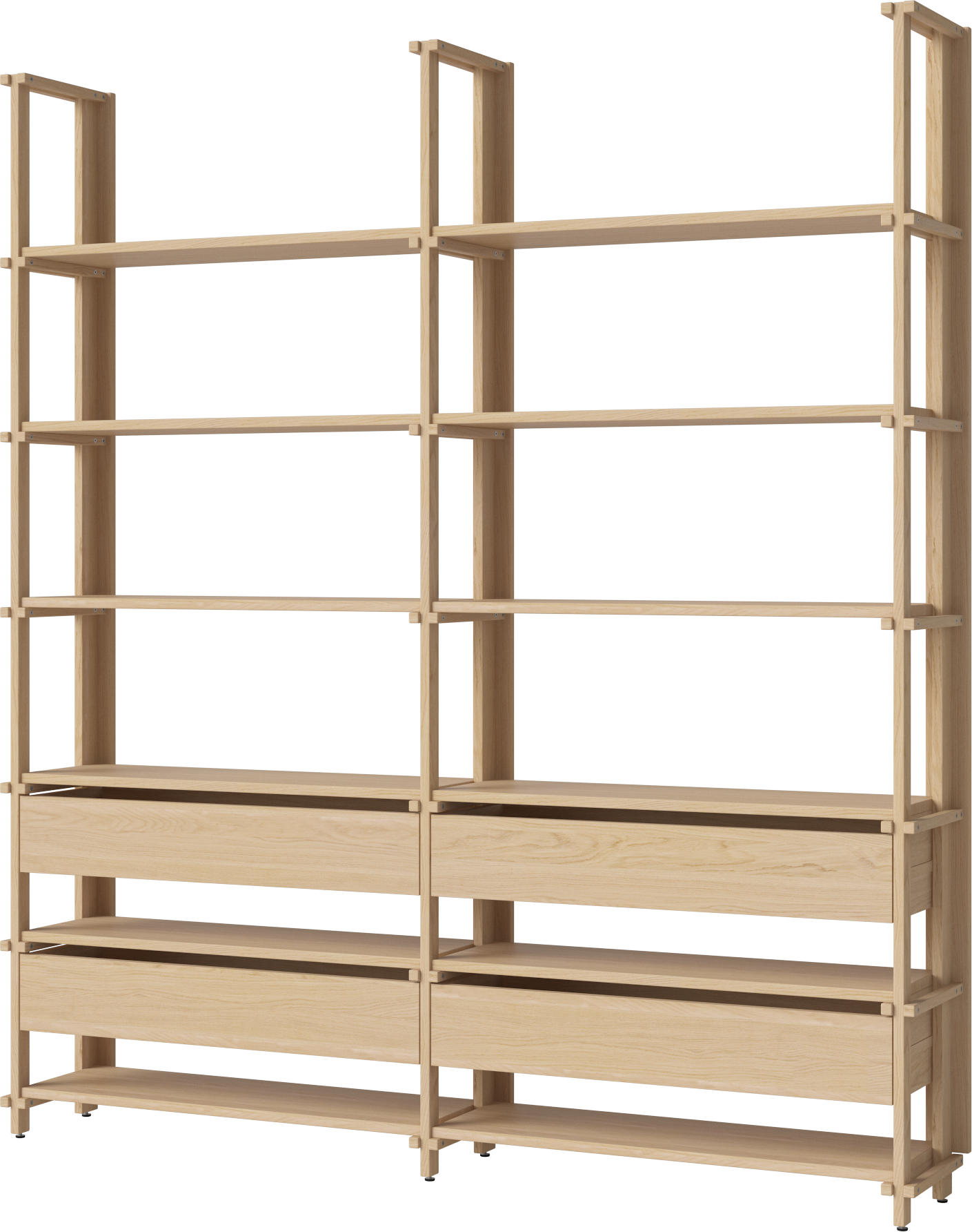 Regál so zásuvkami FRIEDMAN bielené dubové drevo