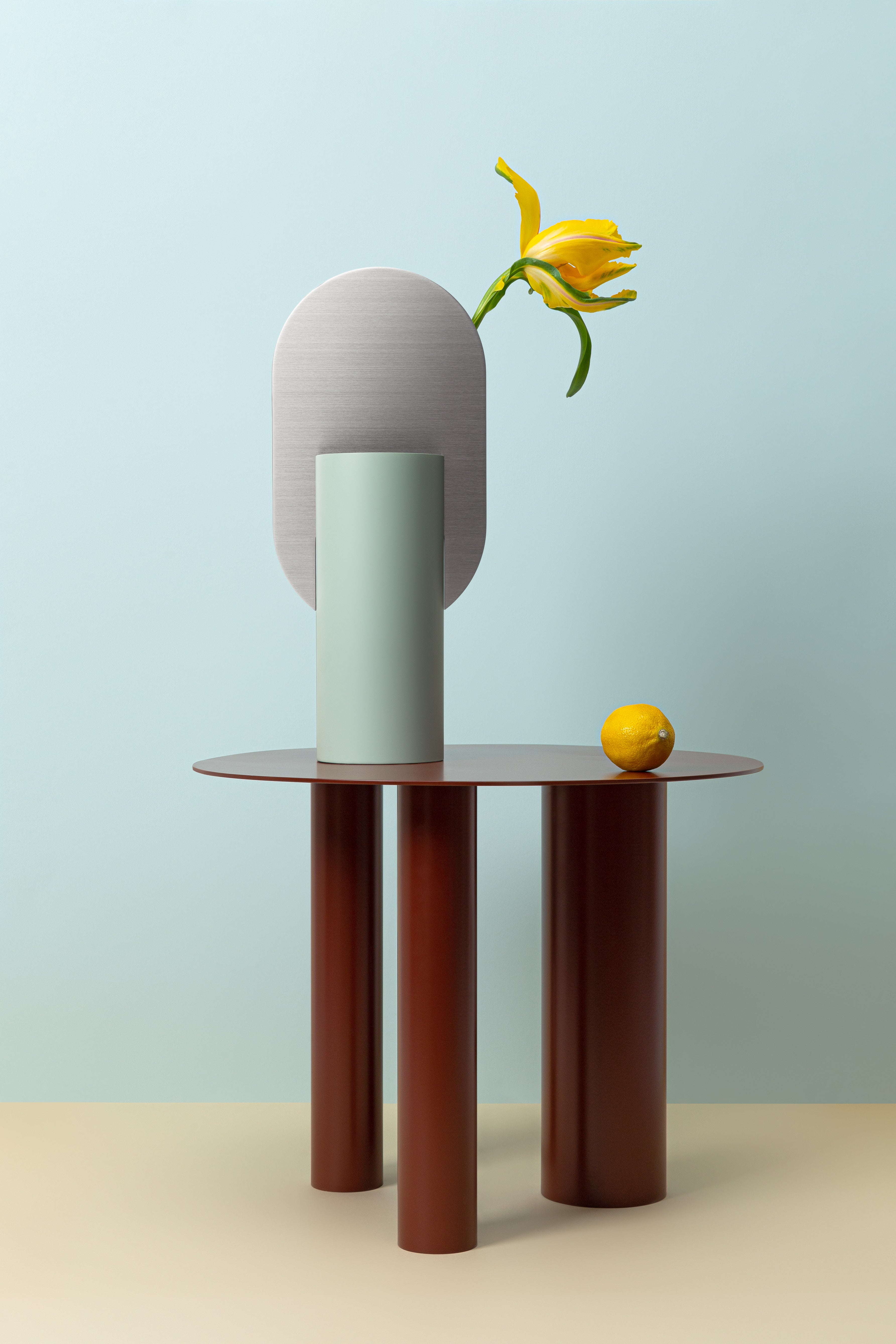 Váza GENKE šedo-zelená so stĺpikom