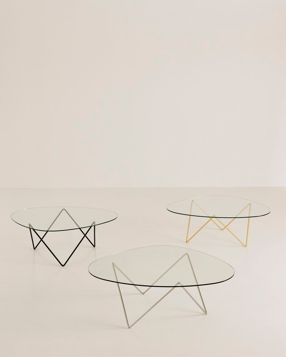 PEDRERA coffee table glass with brass base