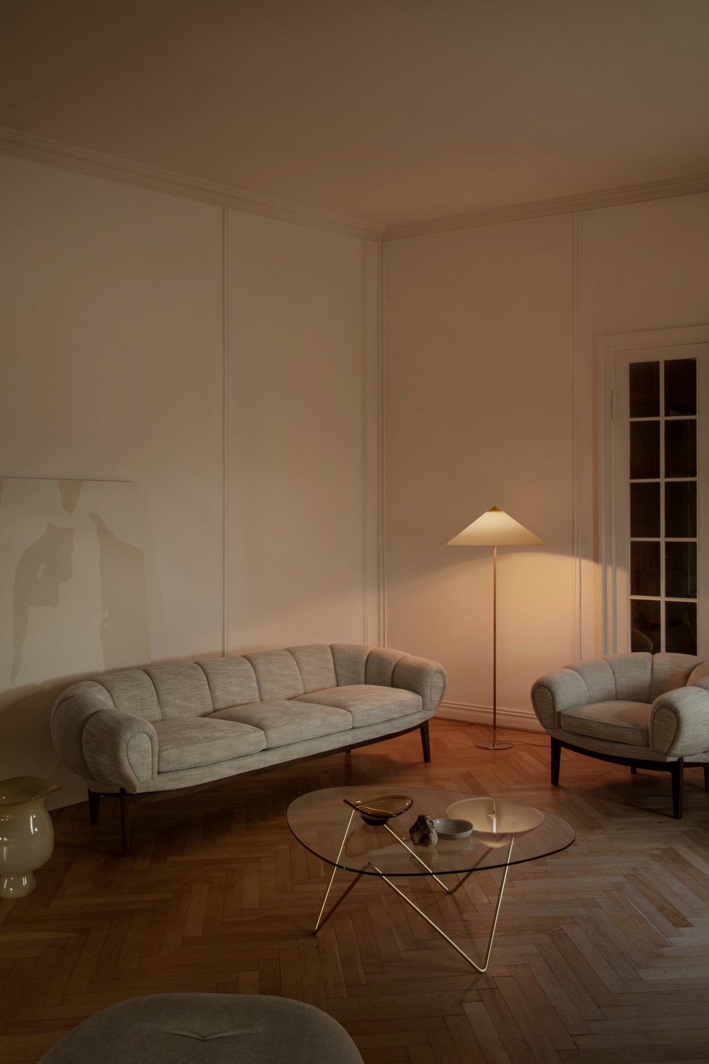 PEDRERA coffee table glass with brass base