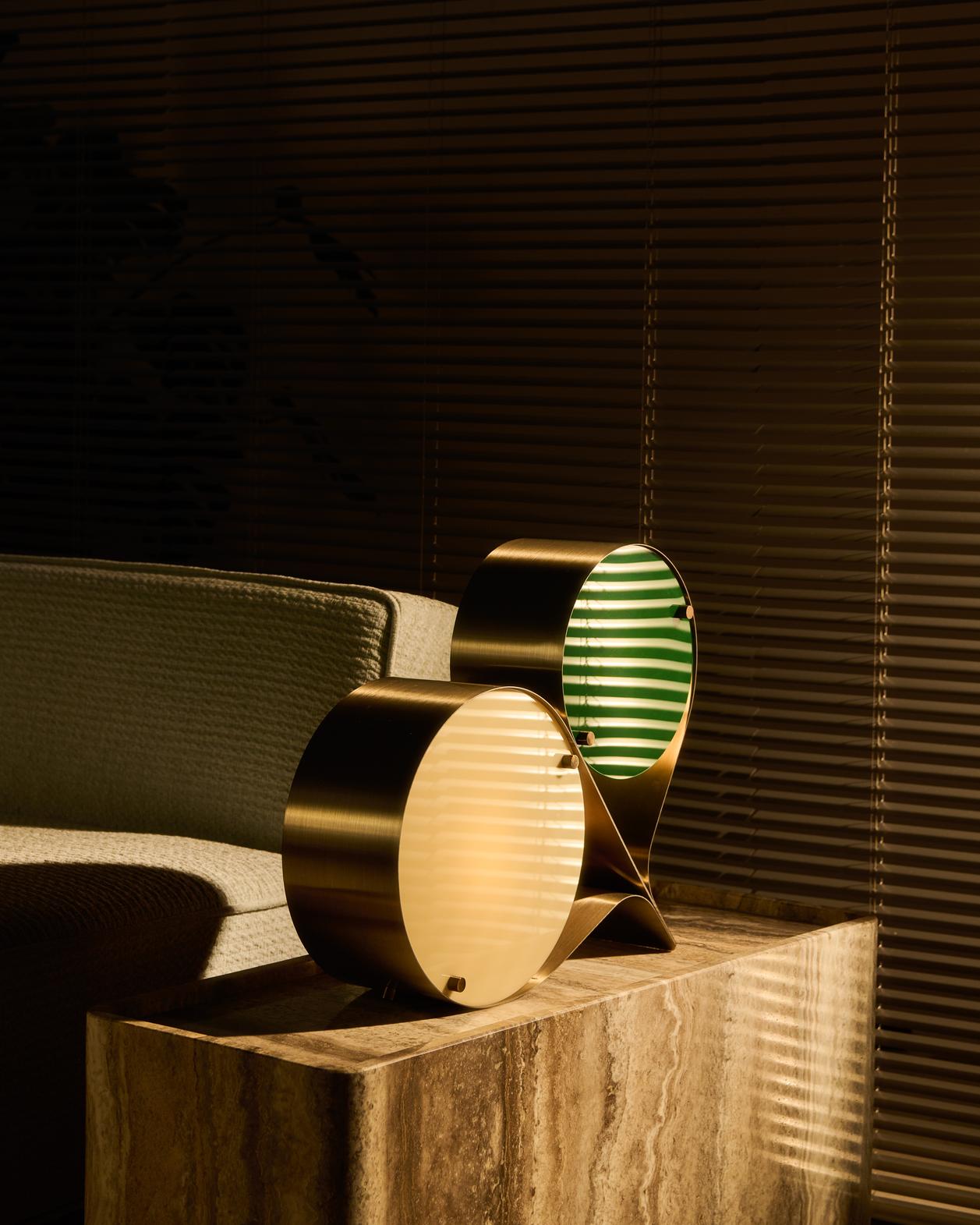 Stolná lampa COPPIA krémová s ružovou