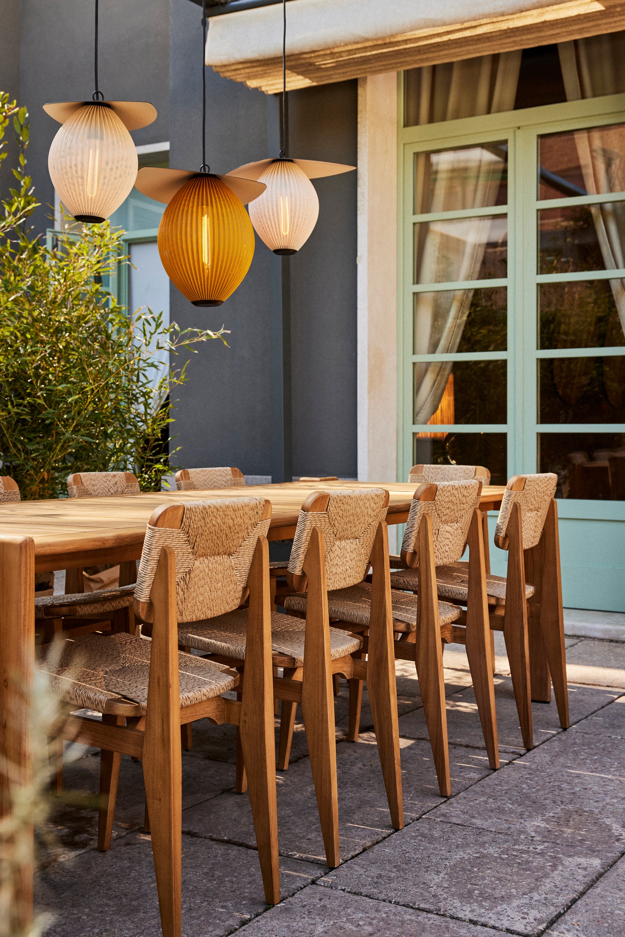 Mustard outdoor pendant lamp SATELLITE