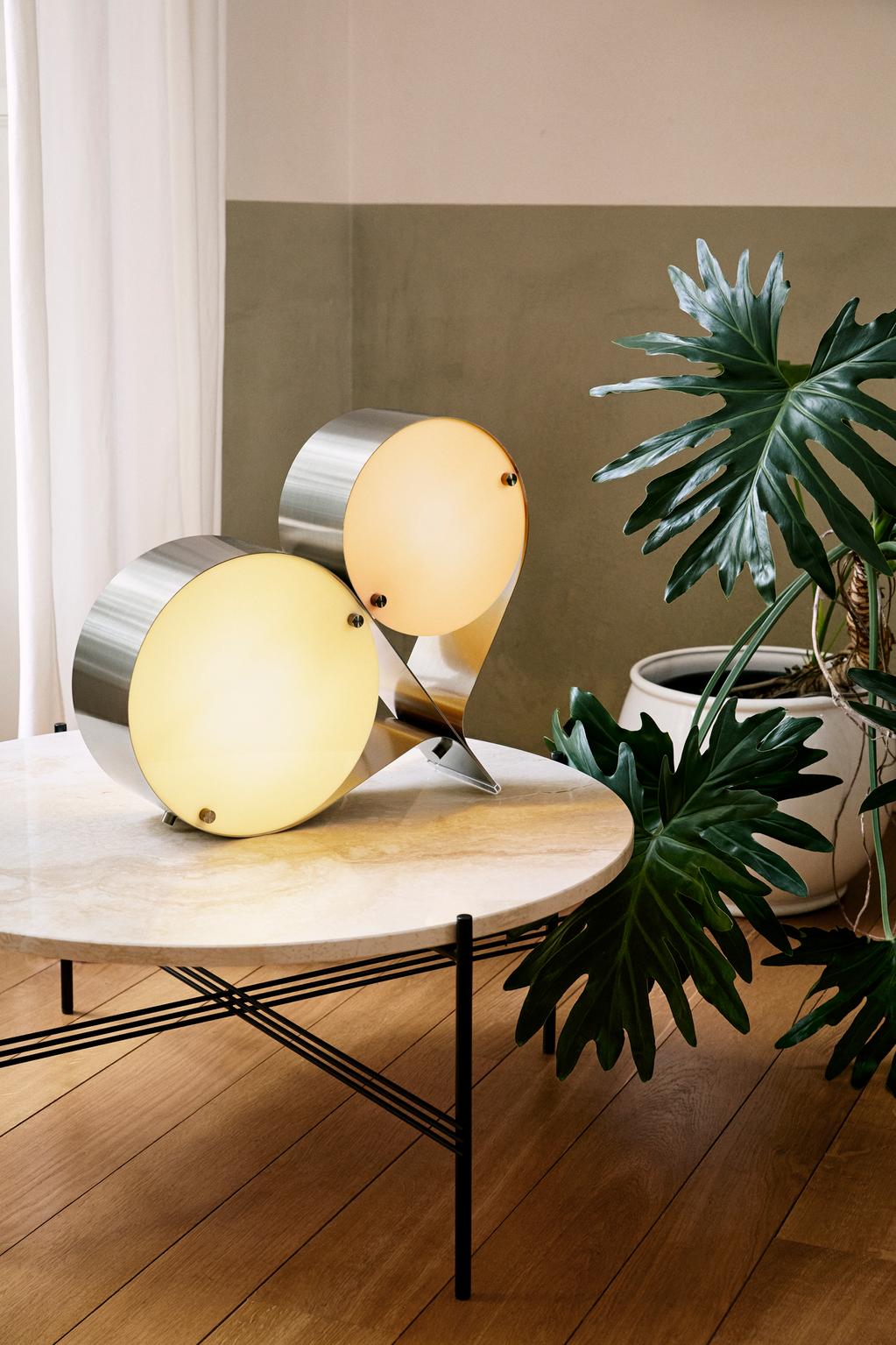 Stolná lampa COPPIA krémová s ružovou
