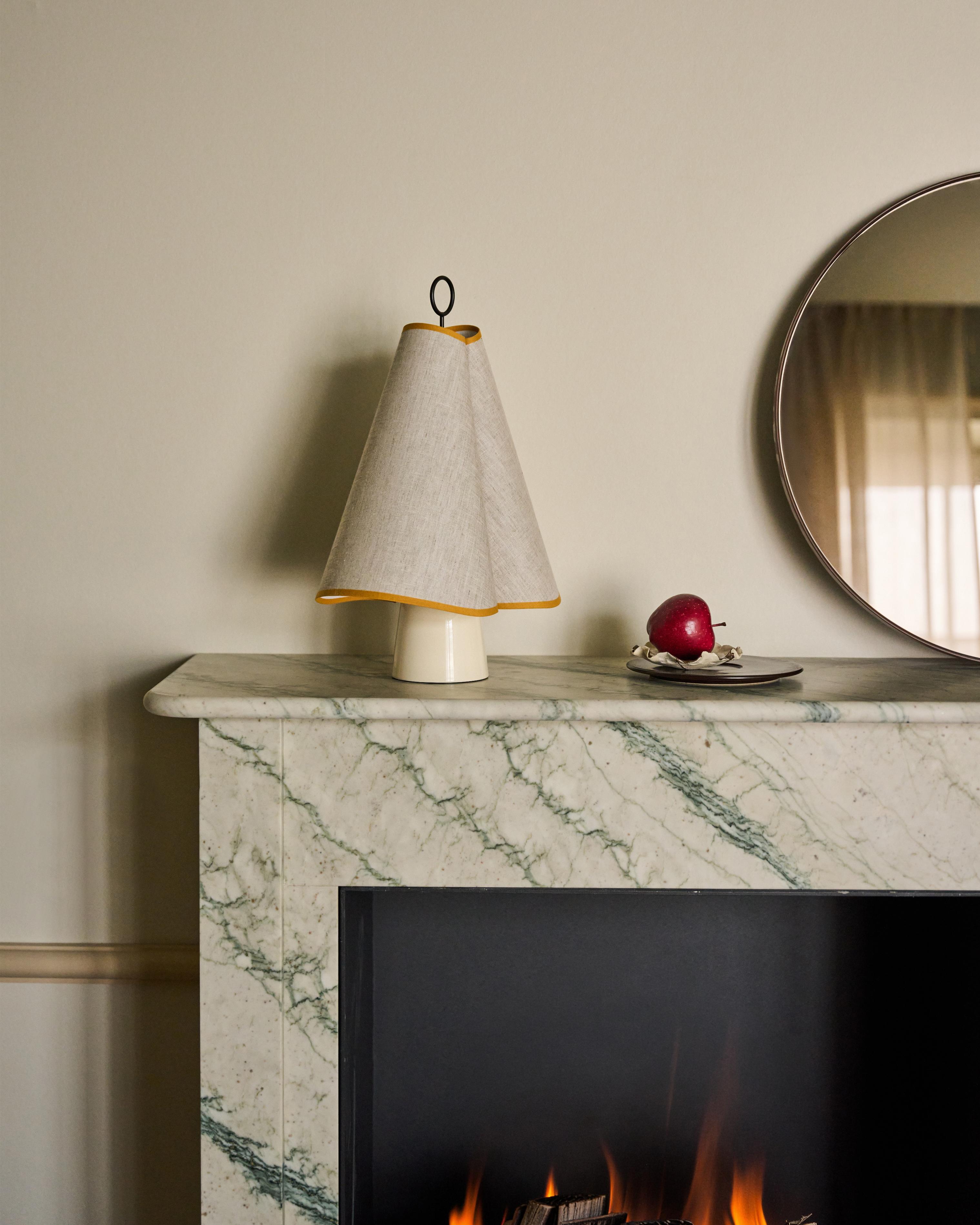 Portable lamp HORNBÆK white with yellow finish