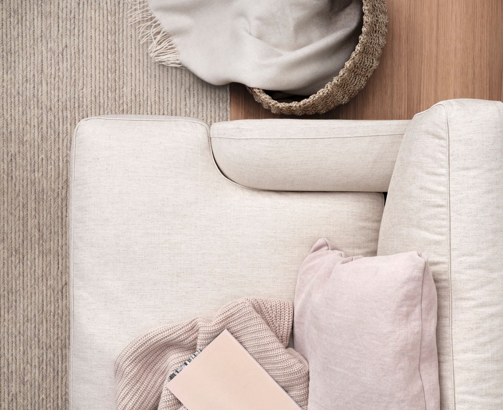 2-seater Sofa FLANEUR upholstered with a brass base