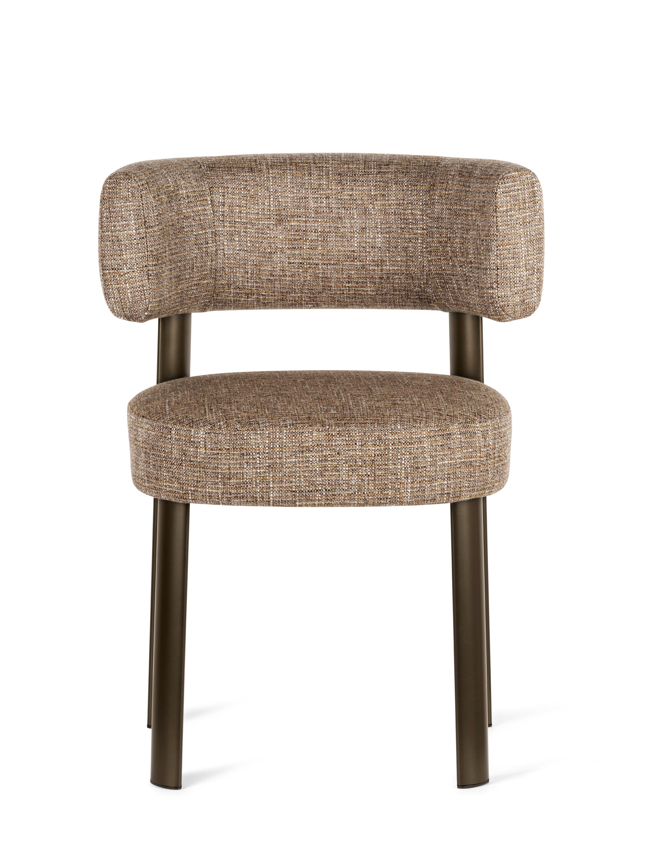Upholstered GLEN chair with a brown base