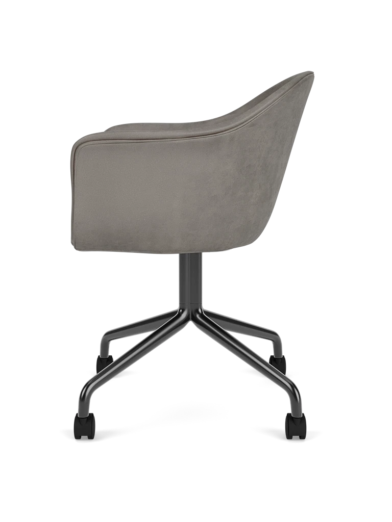 HARBOUR office armchair gray leather with black base