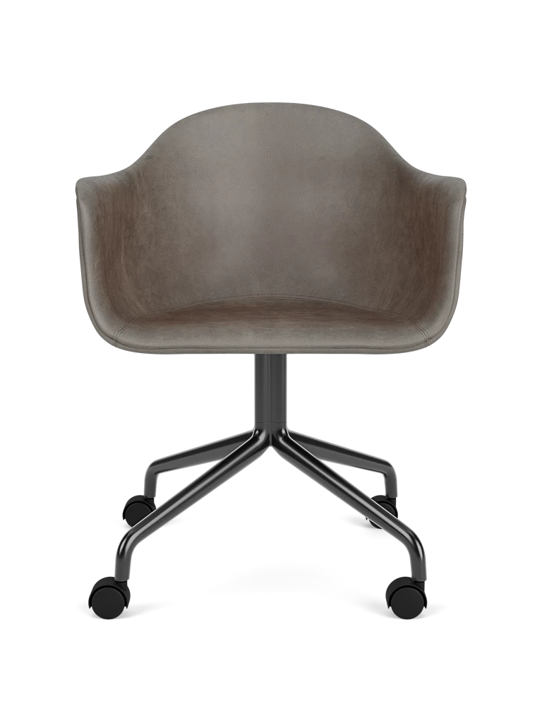 HARBOUR office armchair gray leather with black base