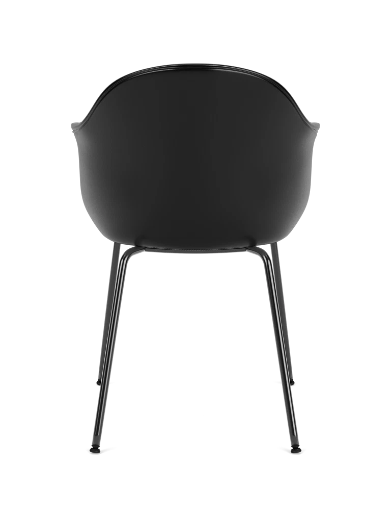 HARBOUR Armchair black leather with black steel base