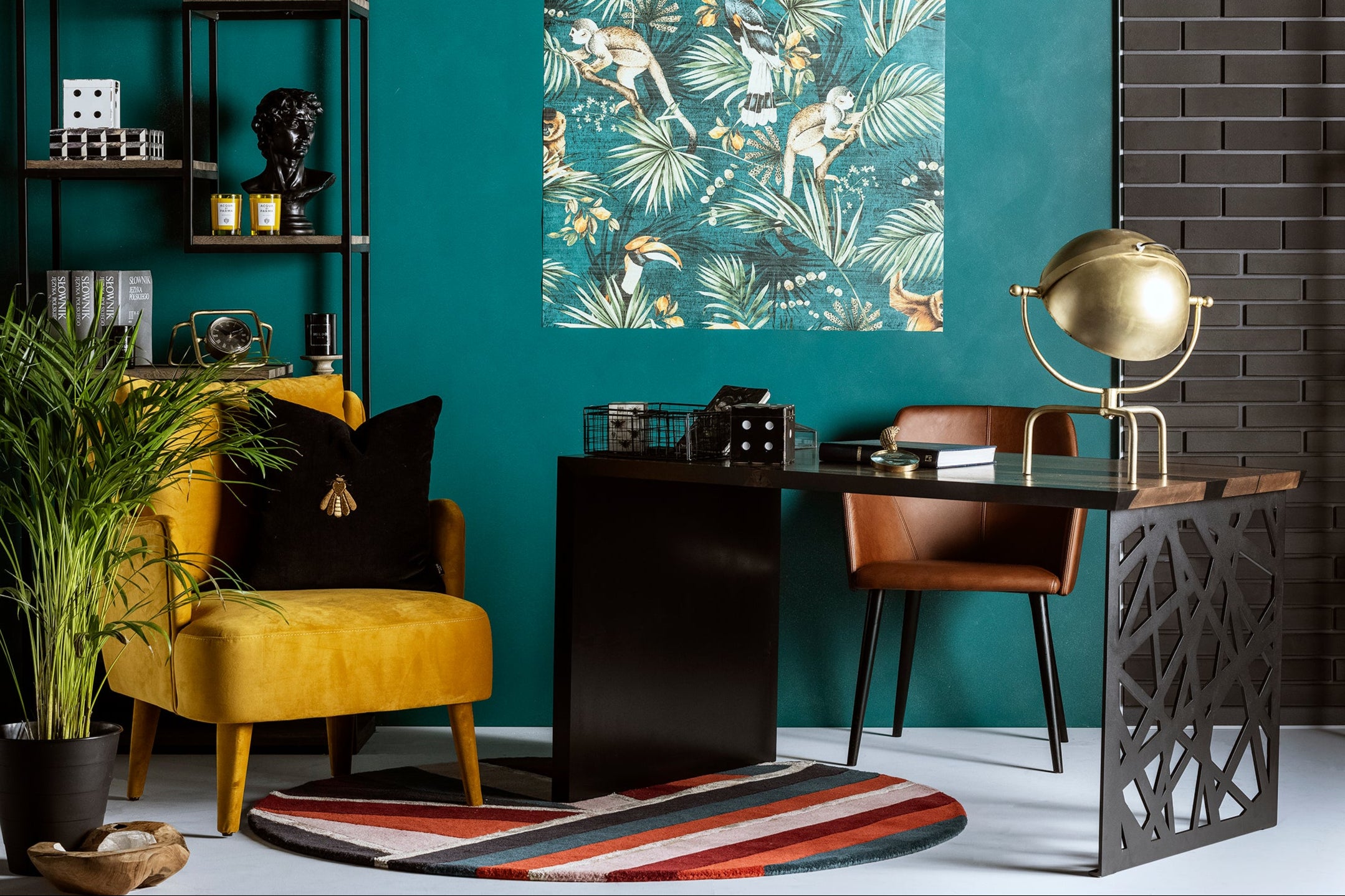 Kruhový koberec SAHARA ROUND zeleno-bordový