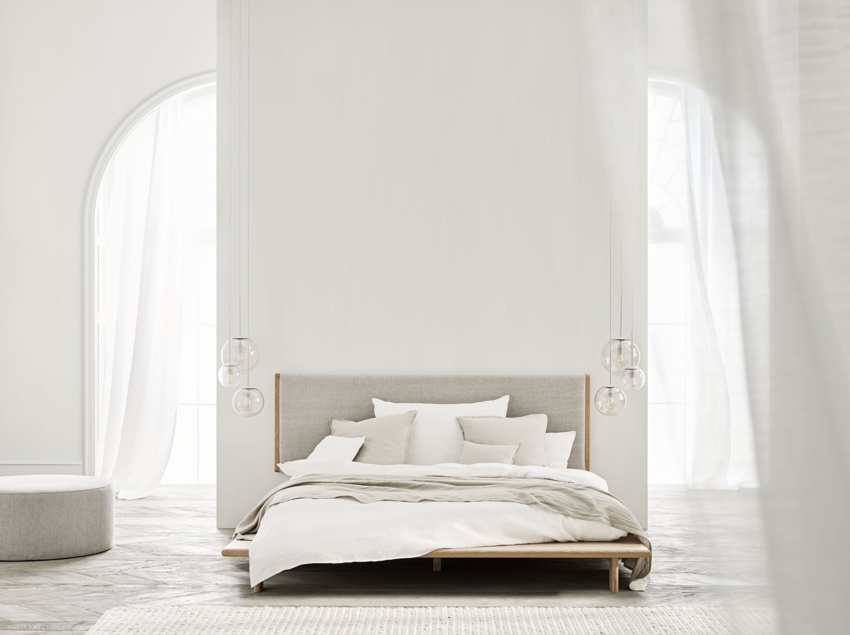 Posteľ HAVEN bielené dubové drevo