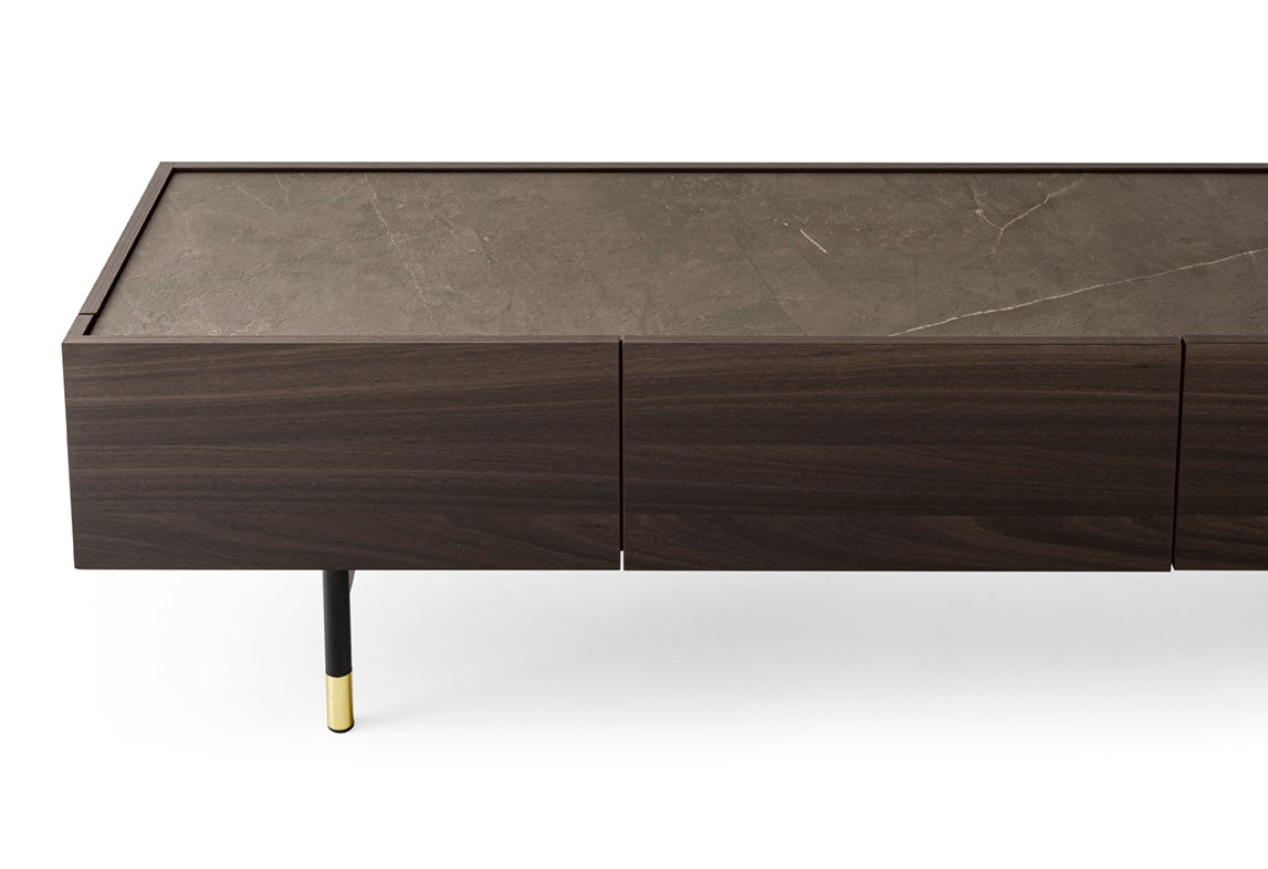 HORIZON TV Cabinet dark wood with brown top