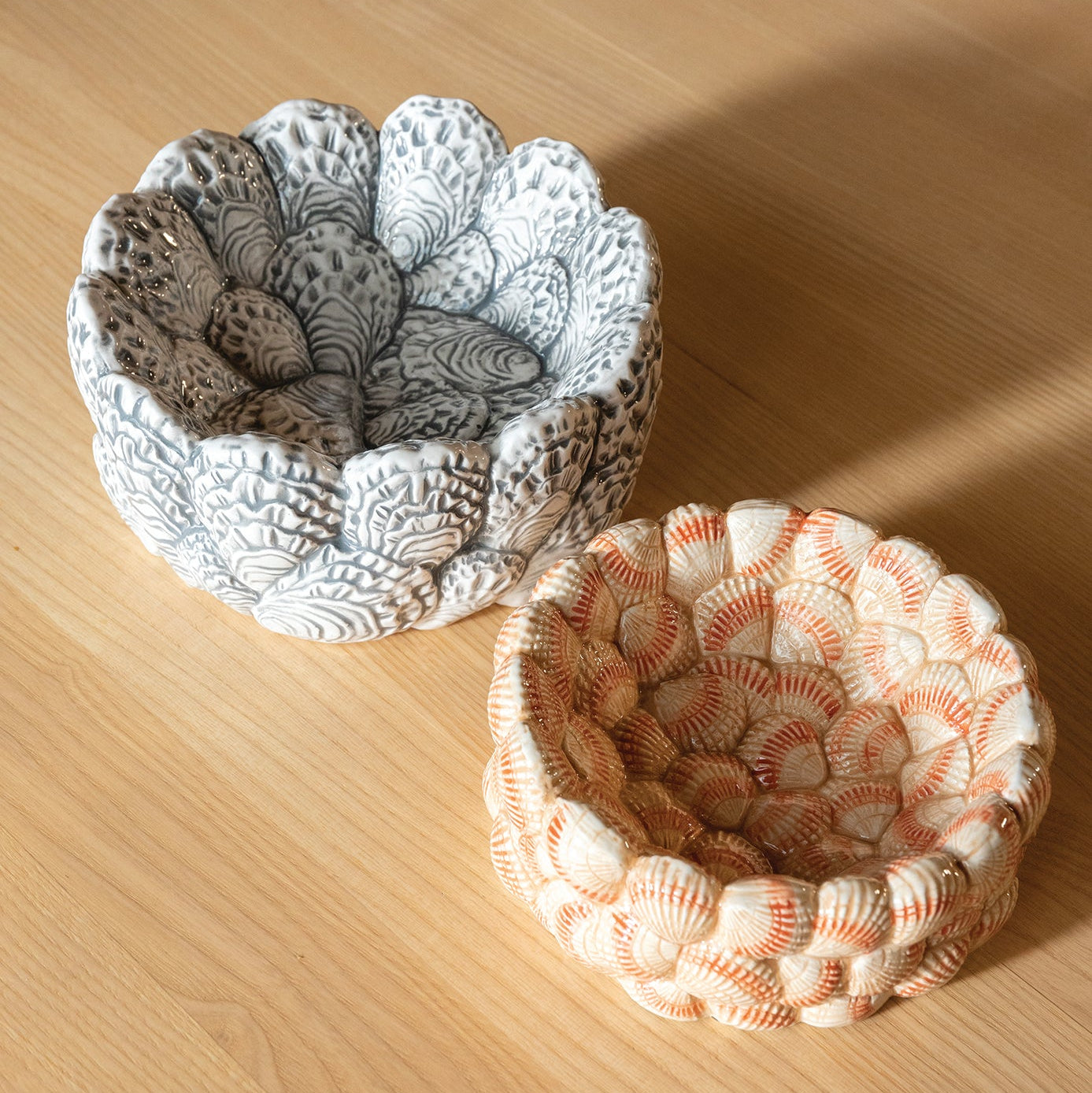 Cockle Bowl Beige with Orange