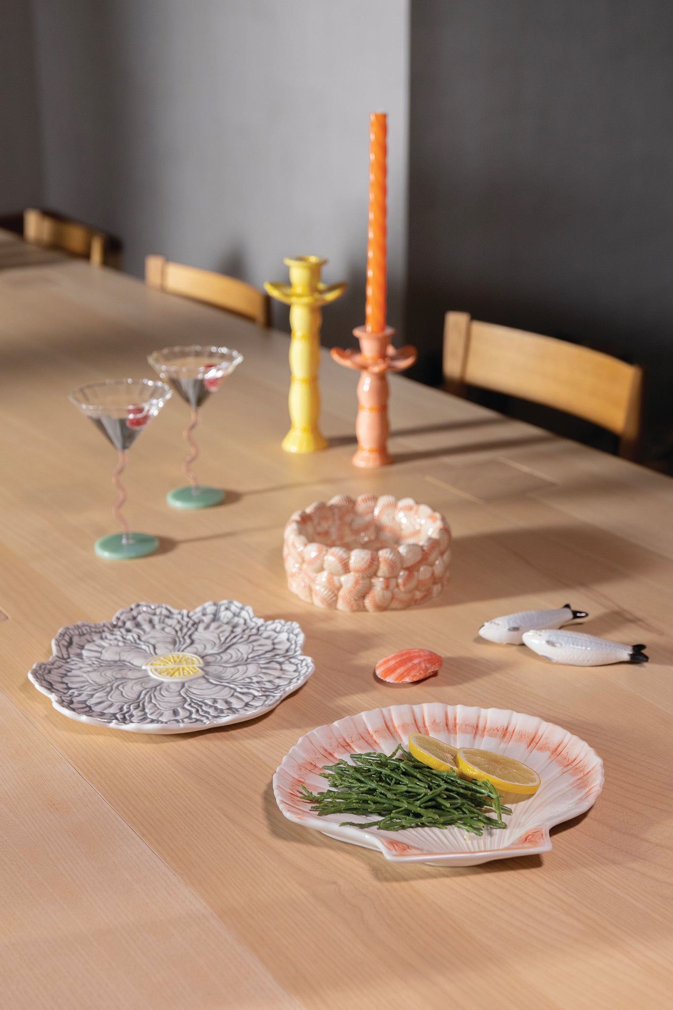 Hlboký tanier OYSTER šedý so žltým