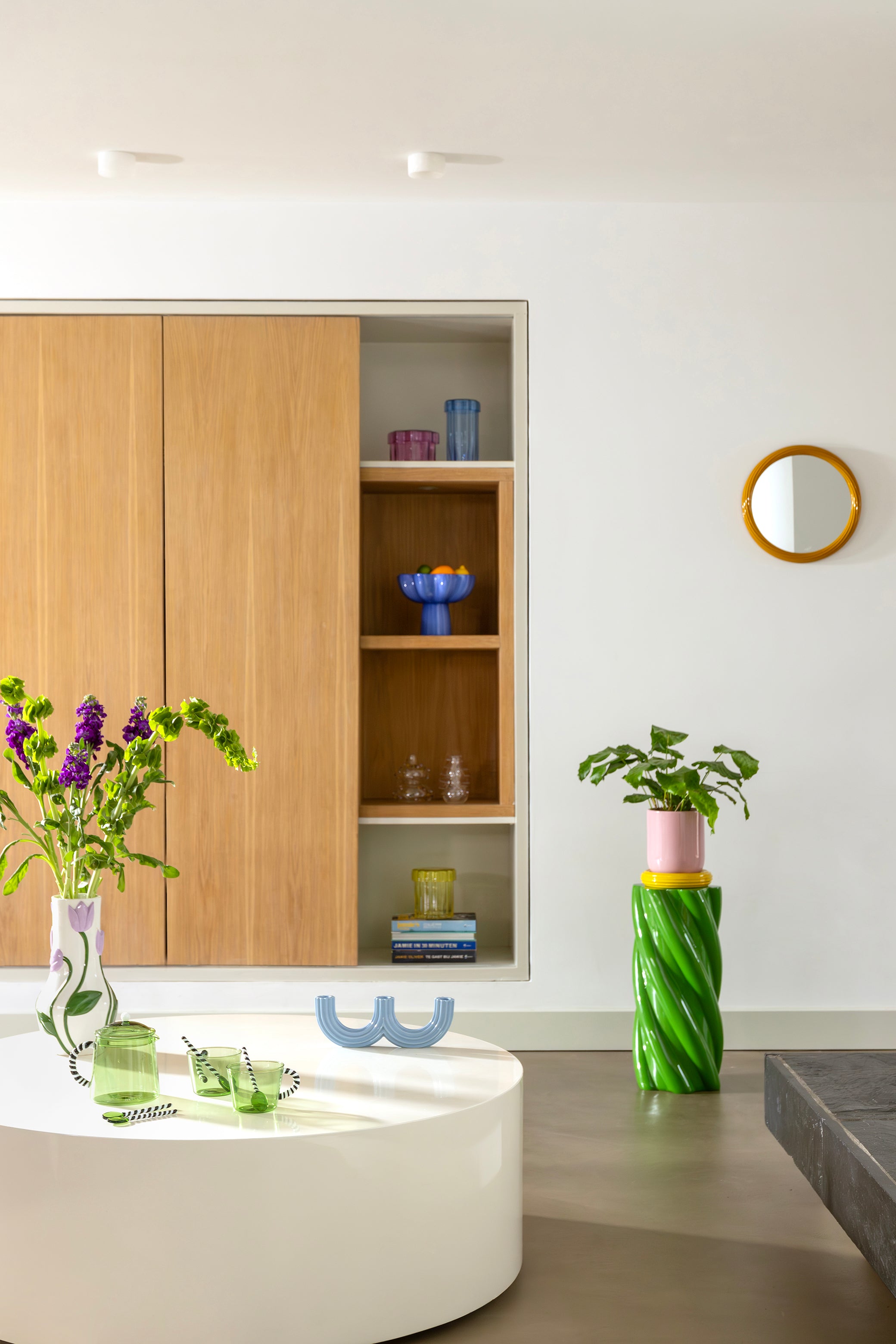 Two-armed candle holder CHURROS light blue