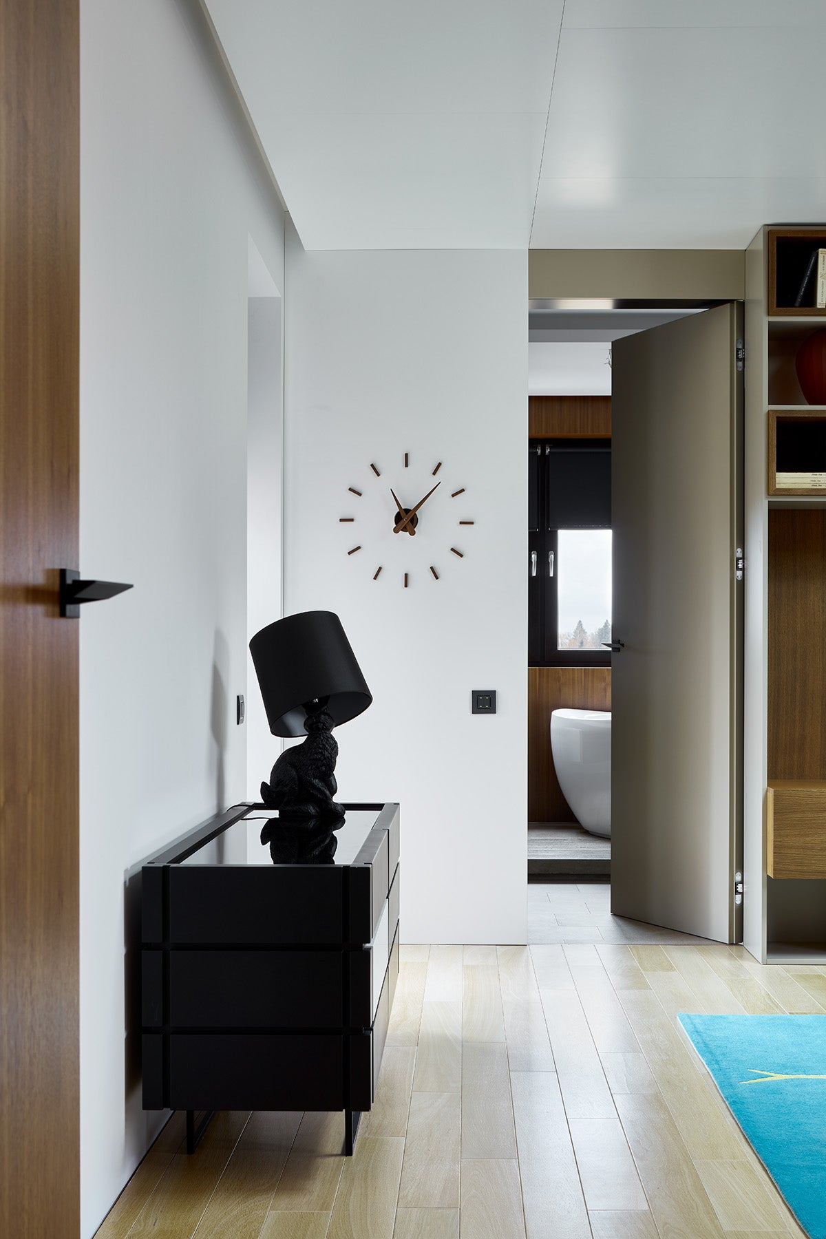 SUNSET wall clock walnut wood with graphite