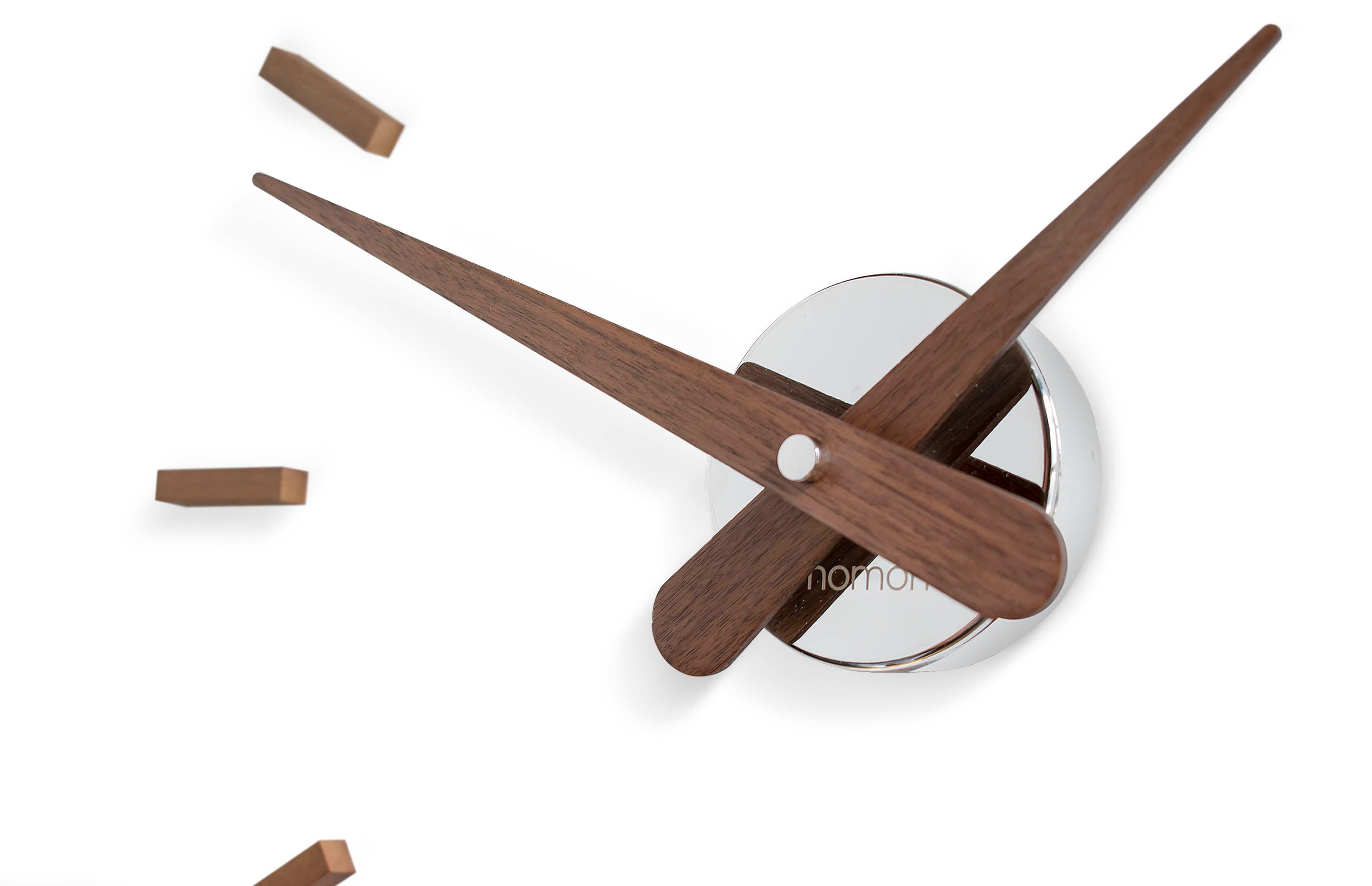 SUNSET wall clock walnut wood with chrome finish